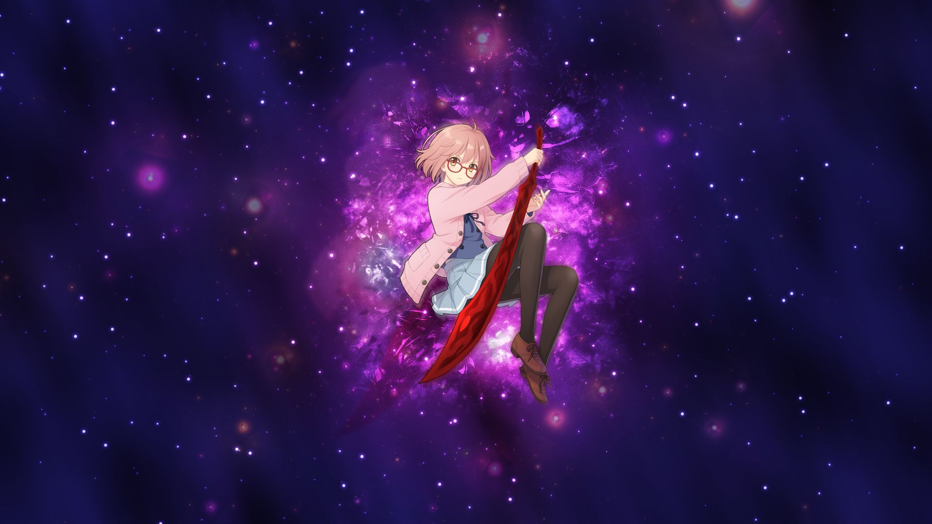 Personaggio anime spazio viola, 1920x1080 Full HD, Monitor Gaming