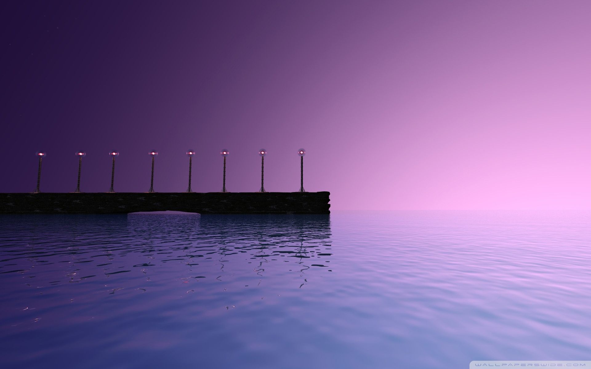 Molo con lampioni cielo viola, 1920x1200 WUXGA, Desktop