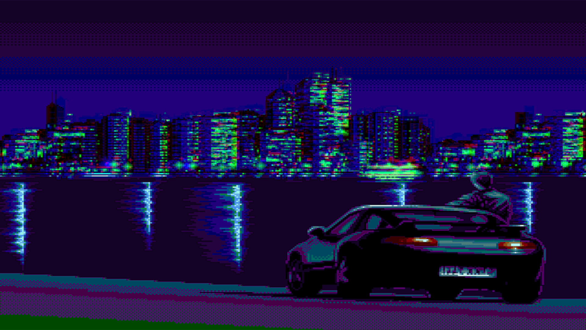 Auto sportiva skyline notturno viola, 1920x1080 1080p, Desktop