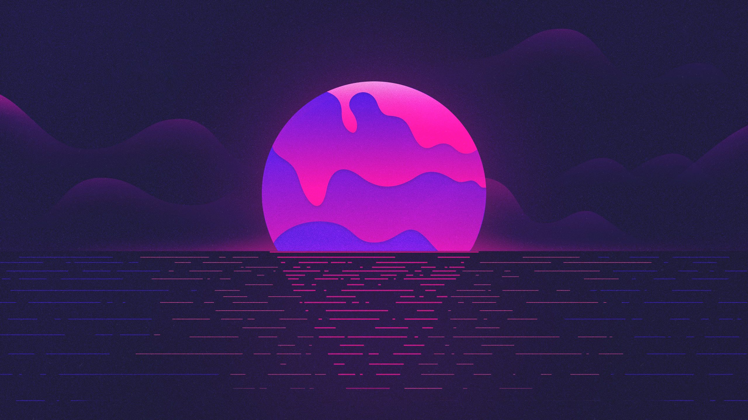 Luna viola sopra mare, 2560x1440 1440p, Desktop