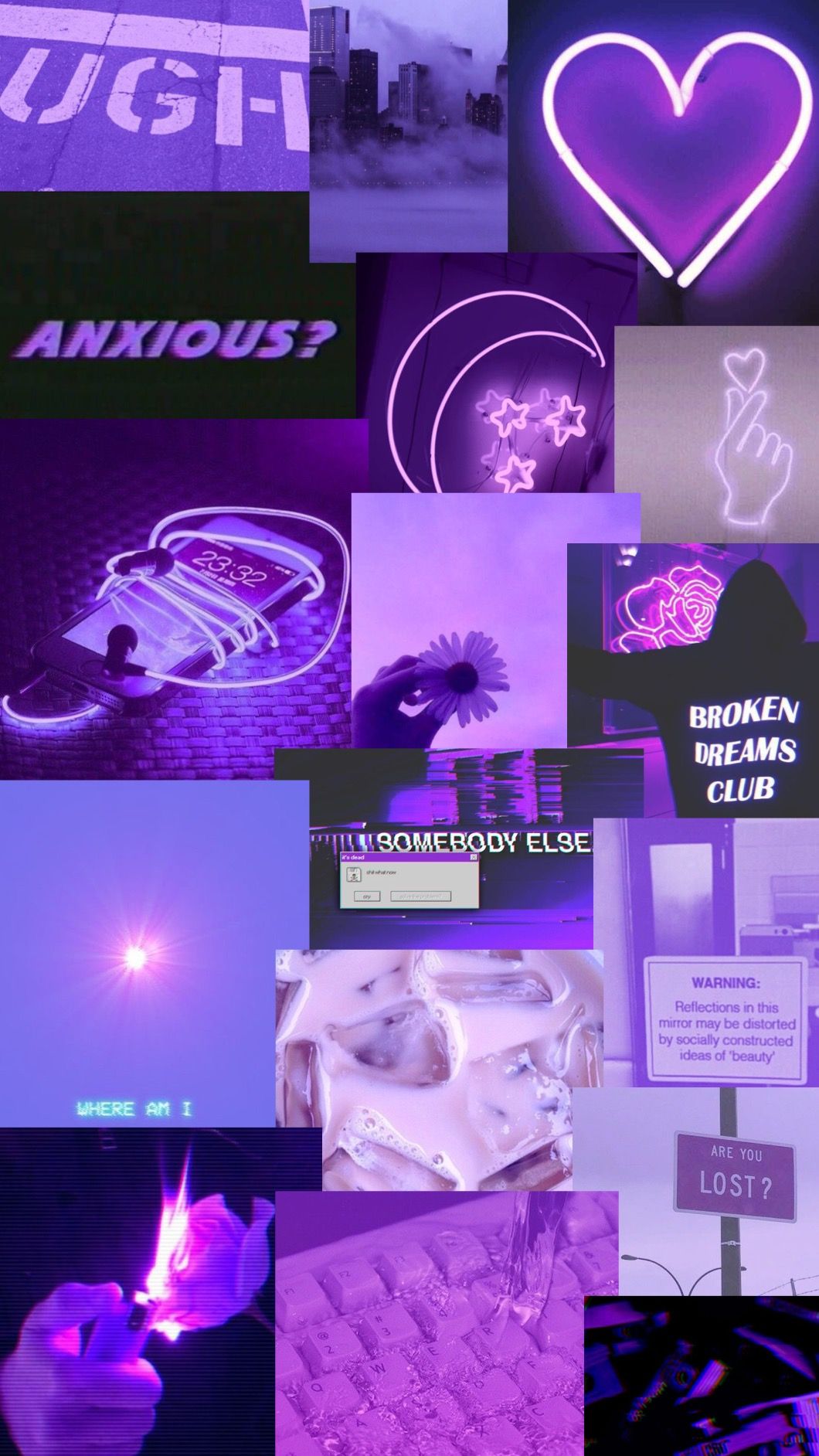 Collage estetico viola neon, 1060x1884 Verticale, OnePlus