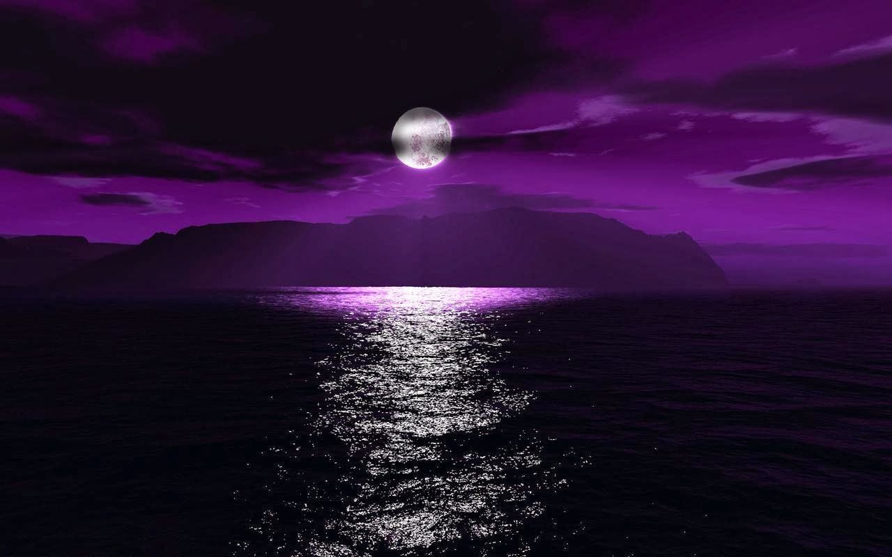 Luna piena su mare viola, 1280x800 720p, PC