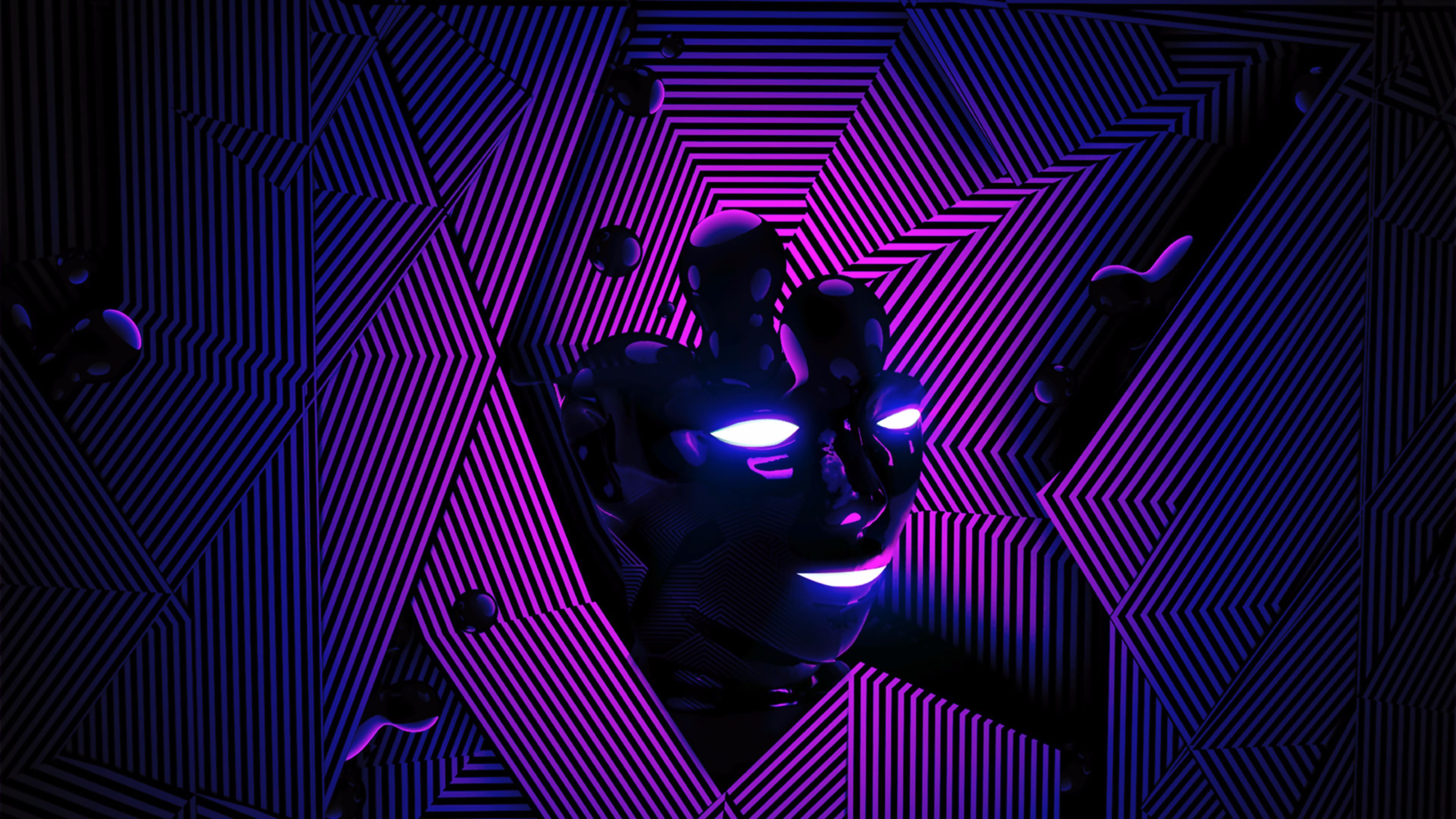Volto robotico viola geometrico, 3840x2160 UHD, Monitor Gaming