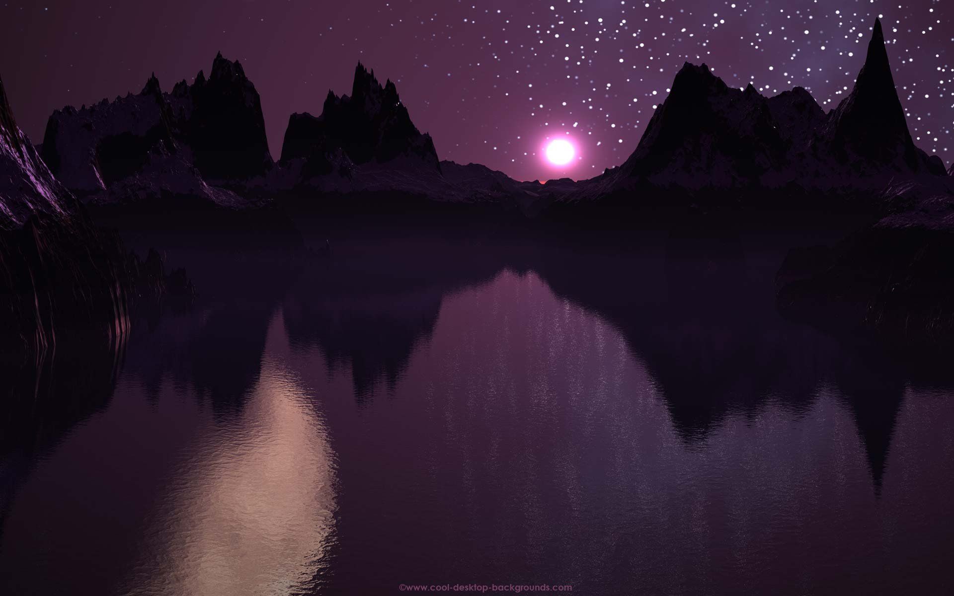 Montagne viola con luna riflessa, 1920x1200 WUXGA, PC Desktop