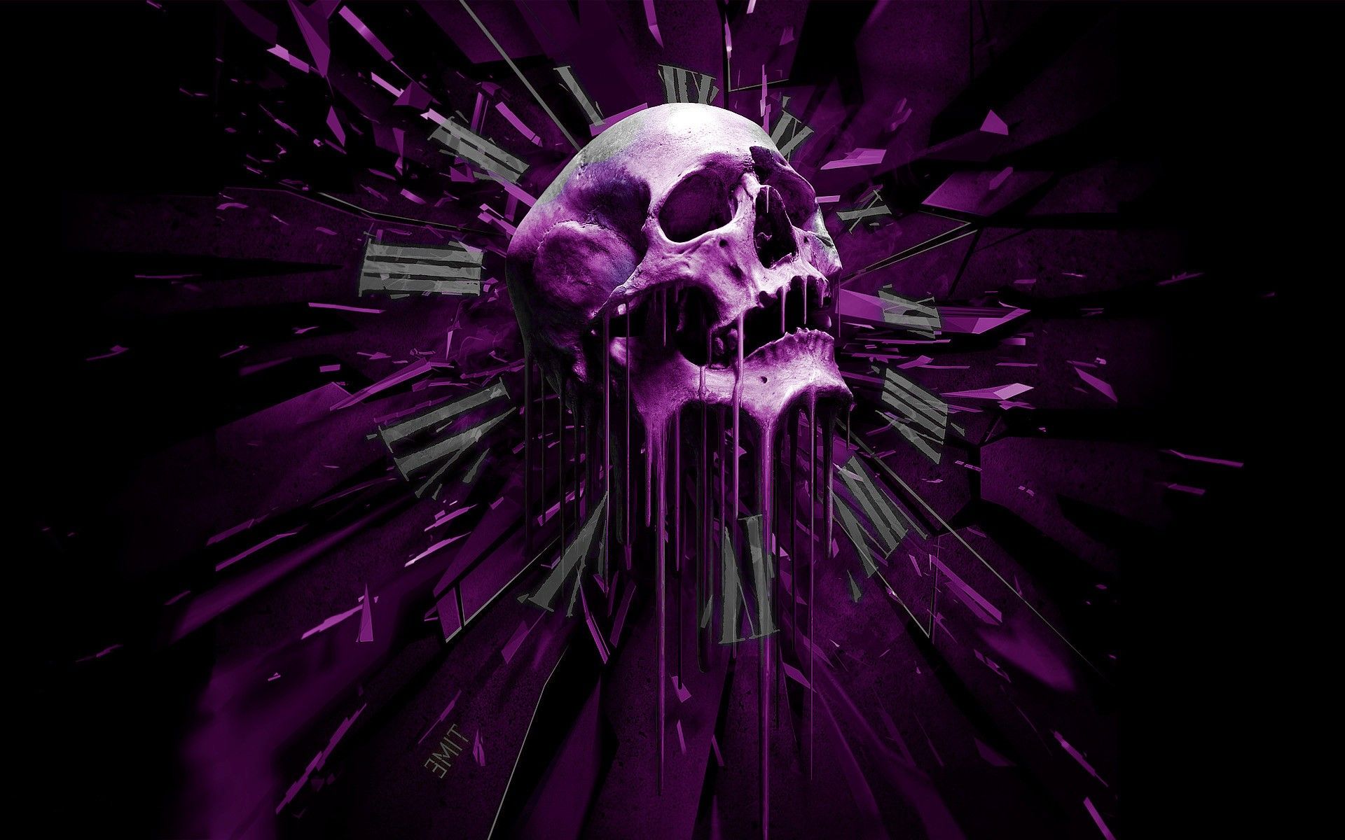 Teschio viola con esplosione astratta, 1920x1200 WUXGA, Desktop