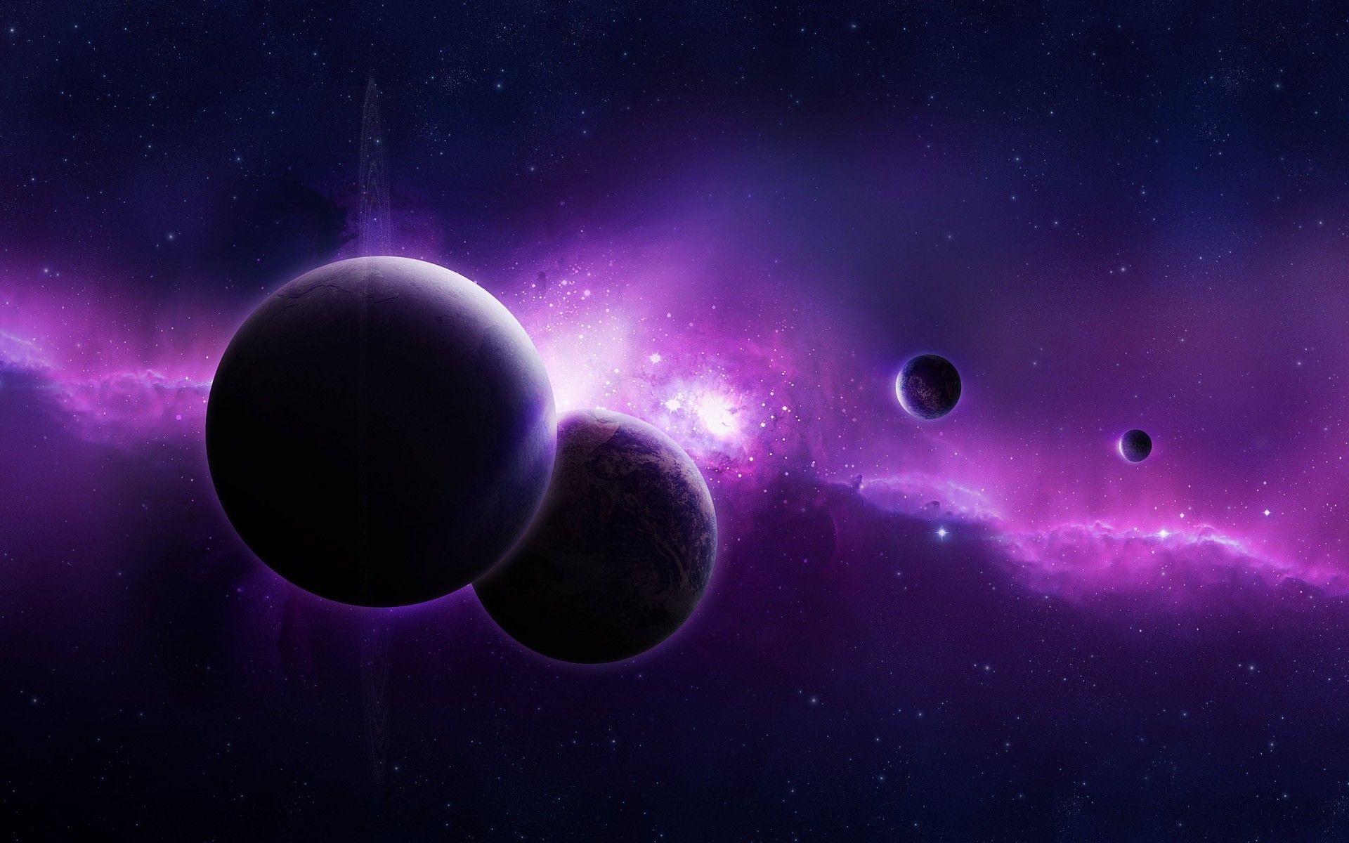 Pianeti spazio viola, 1920x1200 Full HD+, Desktop