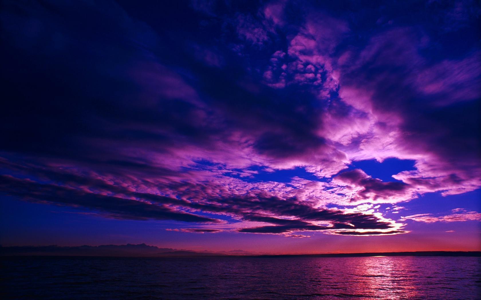 Tramonto viola sul mare, 1680x1050 HD Ready, PC