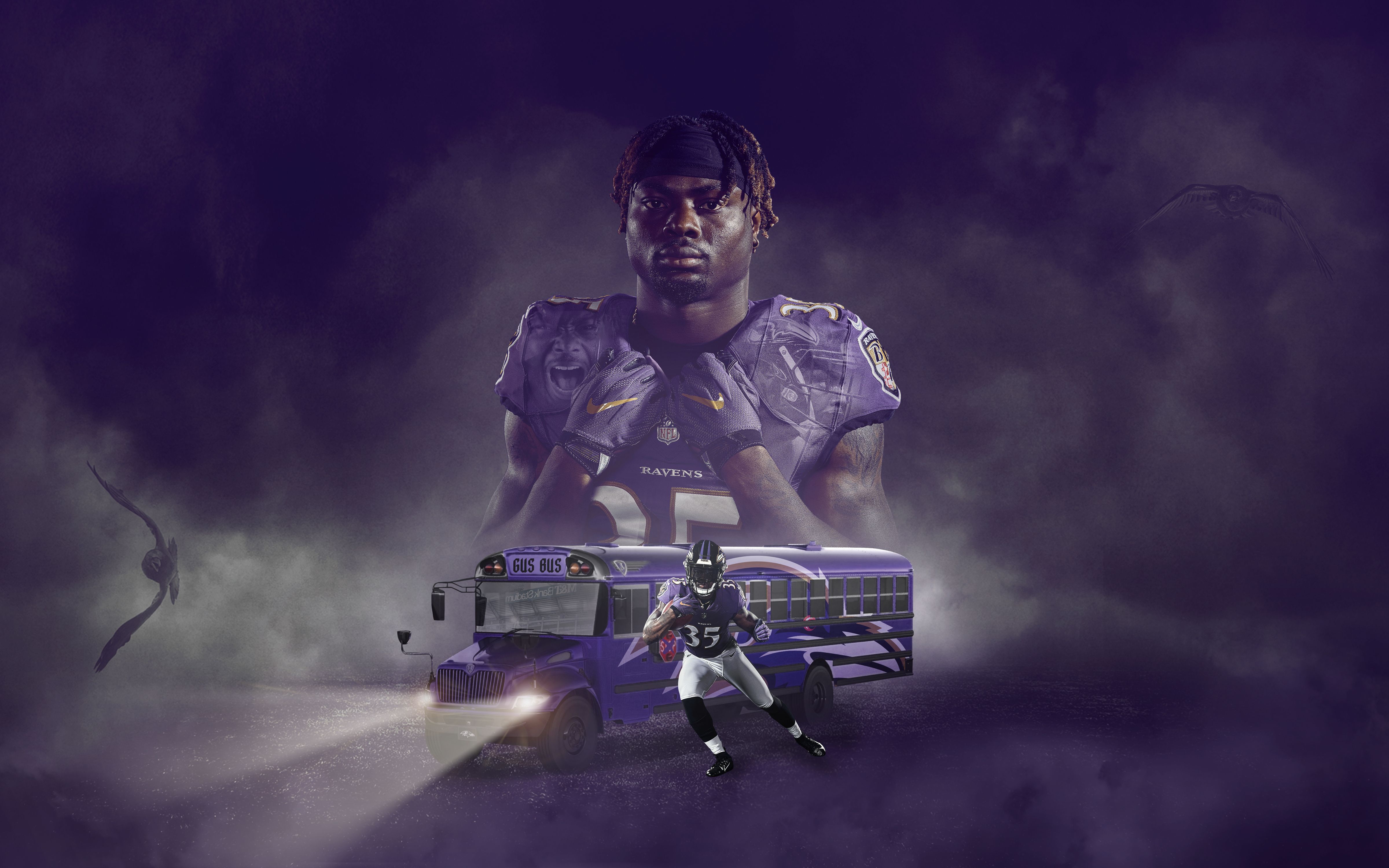 Giocatore Baltimore Ravens viola, 4800x3000 UHD, Monitor Gaming