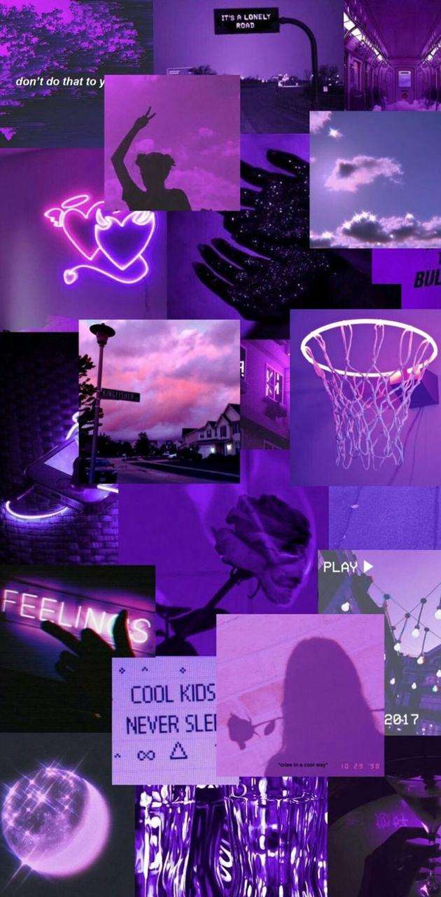 Collage estetico viola scuro, 630x1280 Full HD Verticale, Smartphone