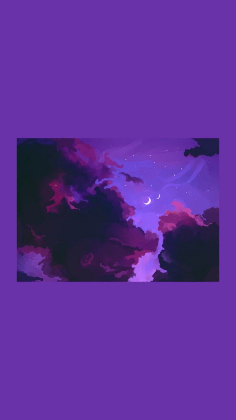 Cielo viola con nuvole e luna, 800x1422 Verticale, Telefono