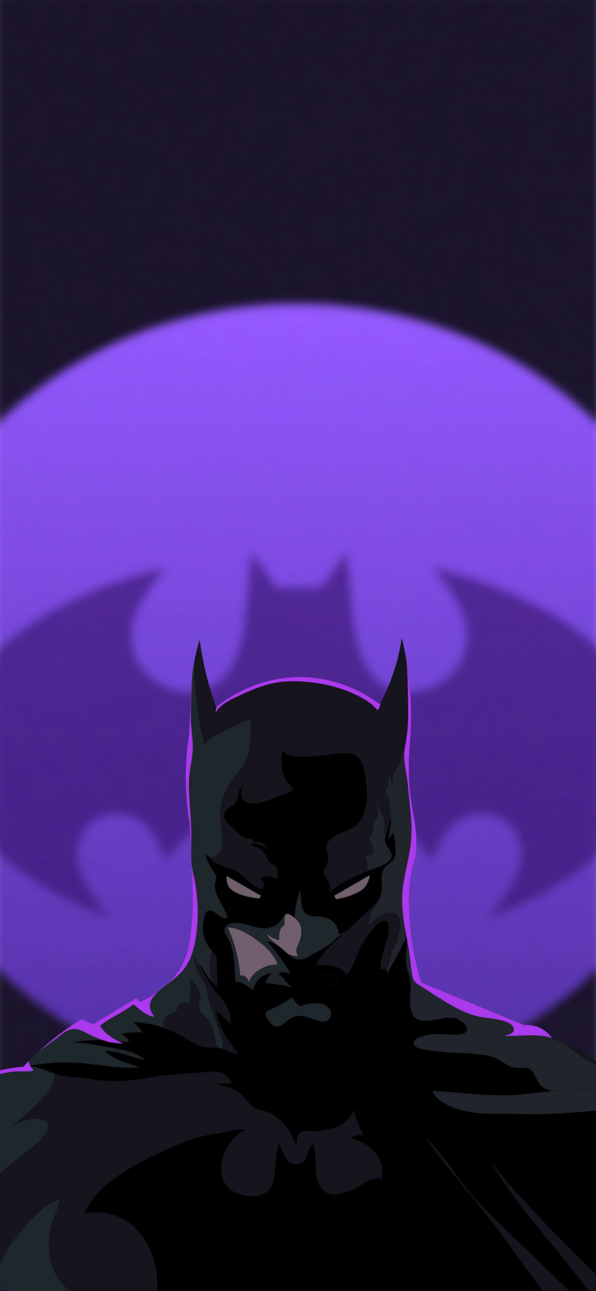 Batman silhouette sfondo viola, Gotham, 1183x2560 Full HD Verticale, Smartphone