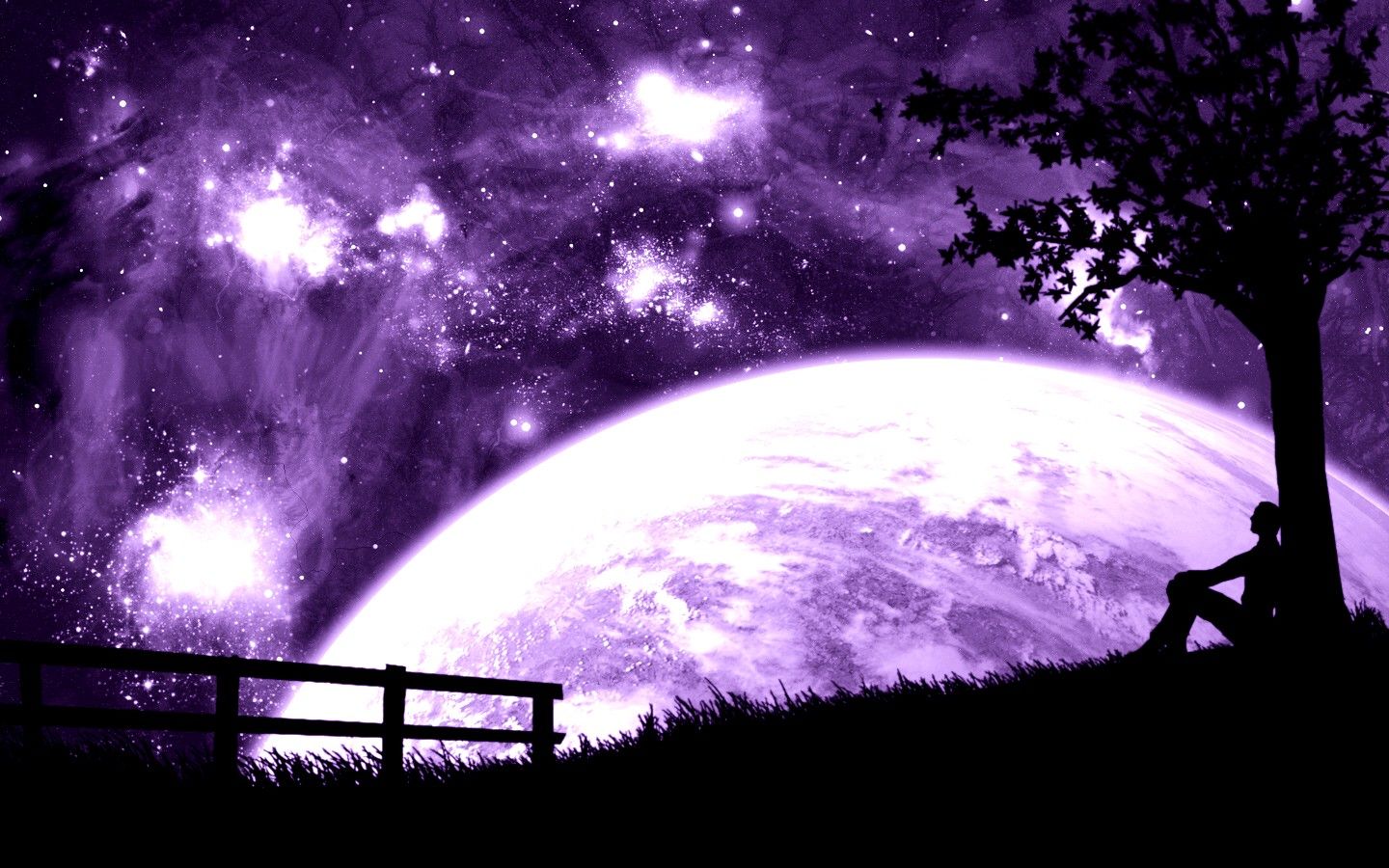 Silhouette persona pianeta viola, 1440x900 720p, PC