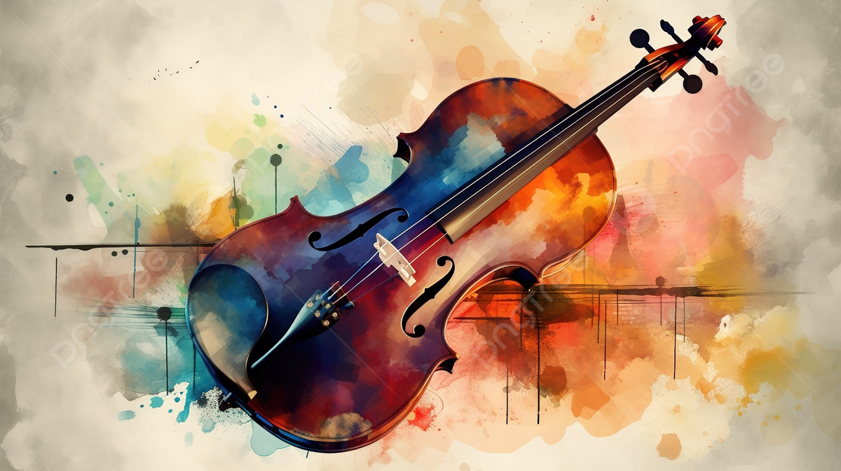 Violino dipinto ad acquerello colorato, 1200x673 HD, Desktop