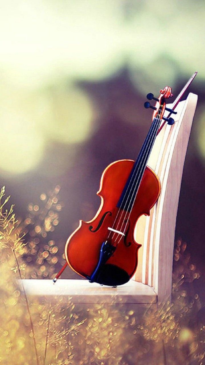 Violino appoggiato su panchina, 720x1280 Verticale, Android