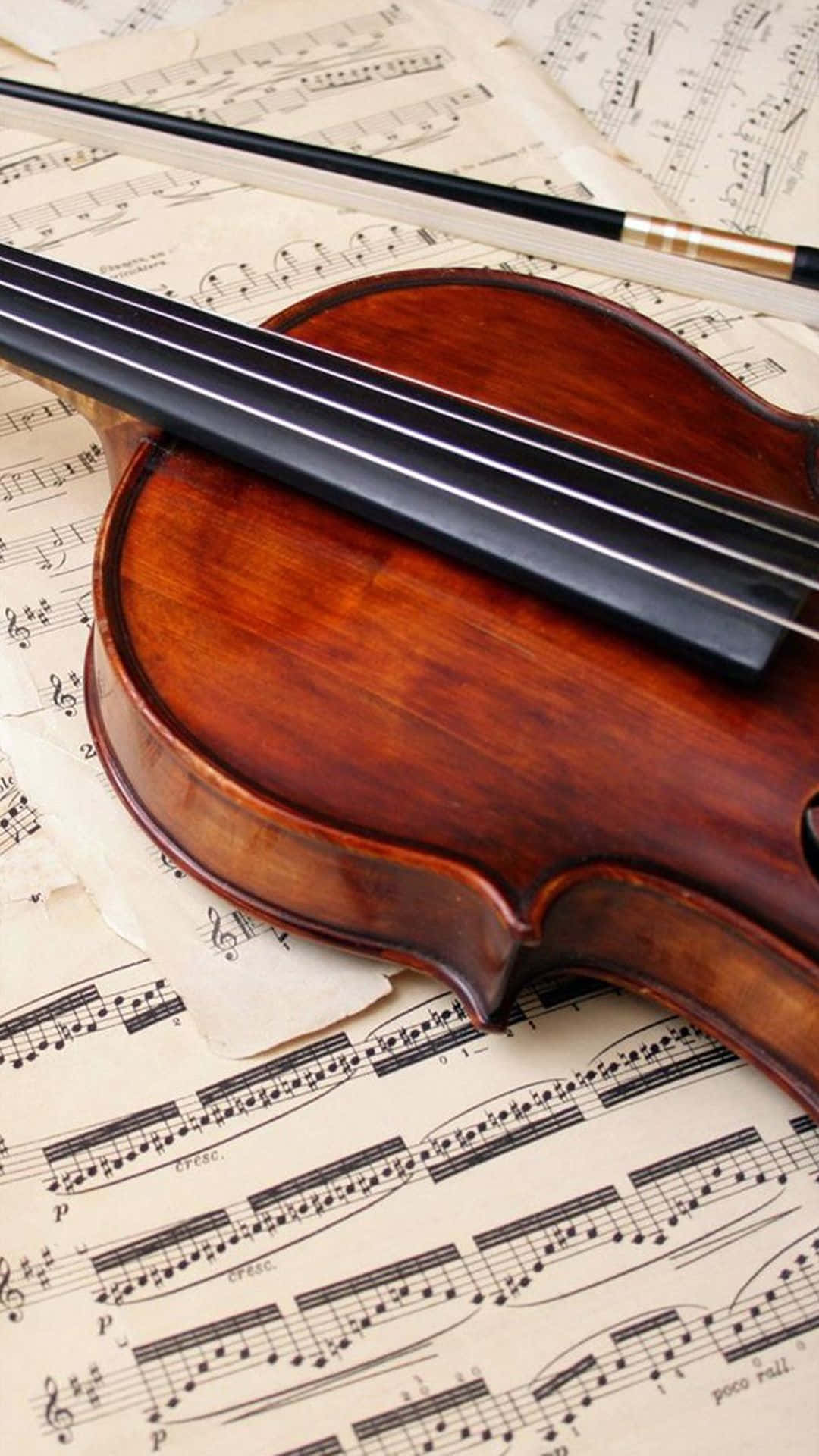 Violino su spartiti musicali, 1080x1920 Verticale, Mobile