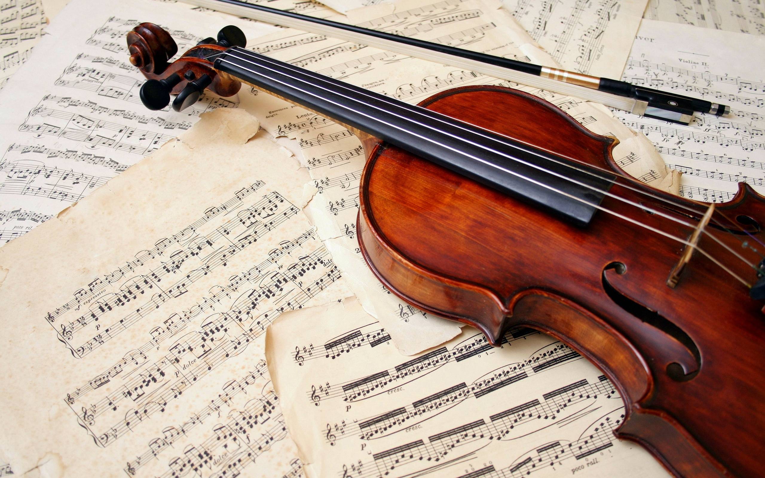 Violino su spartiti musicali, 2560x1600 2K+, MacBook Pro