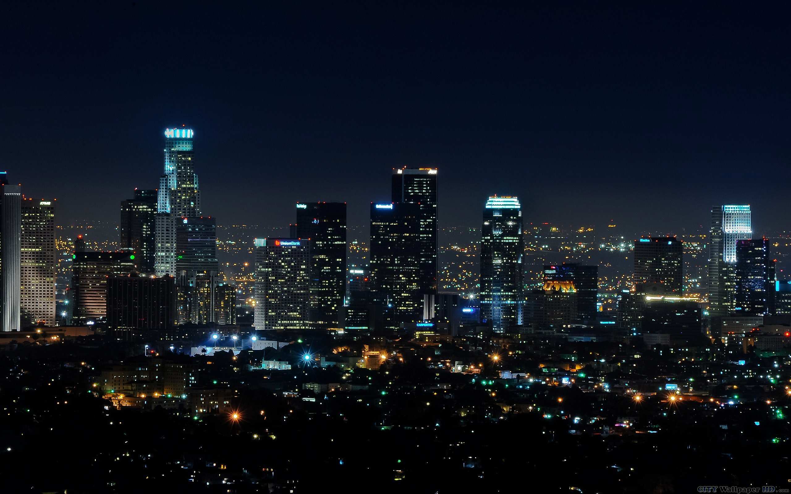 Skyline Los Angeles di notte, 2560x1600 2K+, Desktop