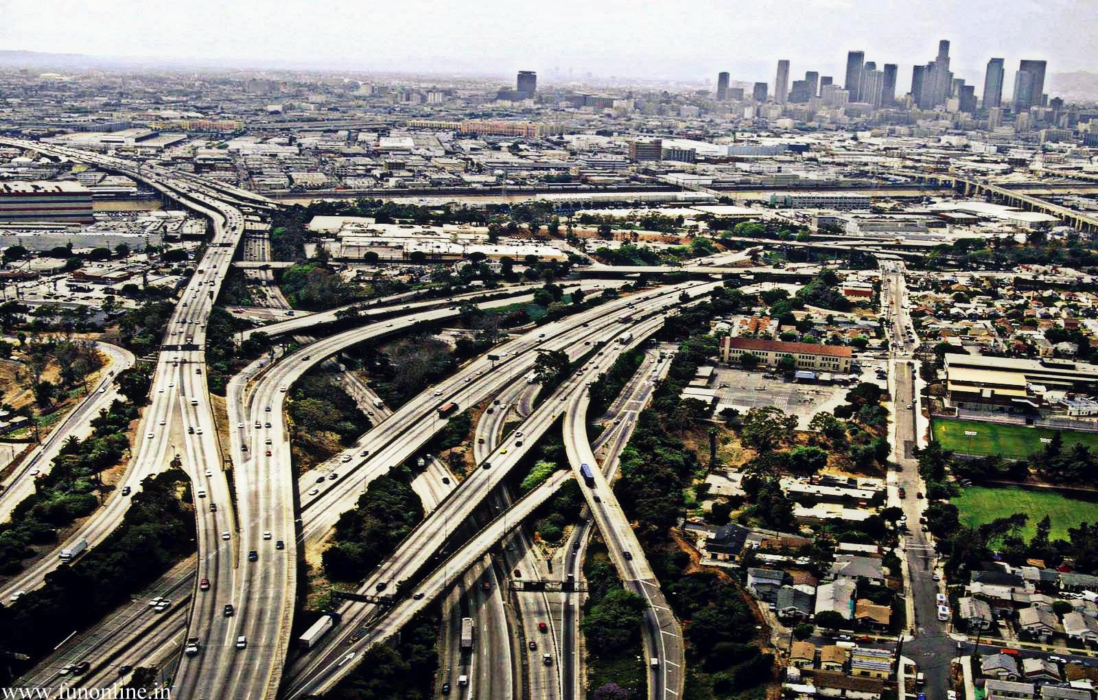 Skyline Los Angeles strada trafficata, 1920x1080 Full HD 1080p, Desktop