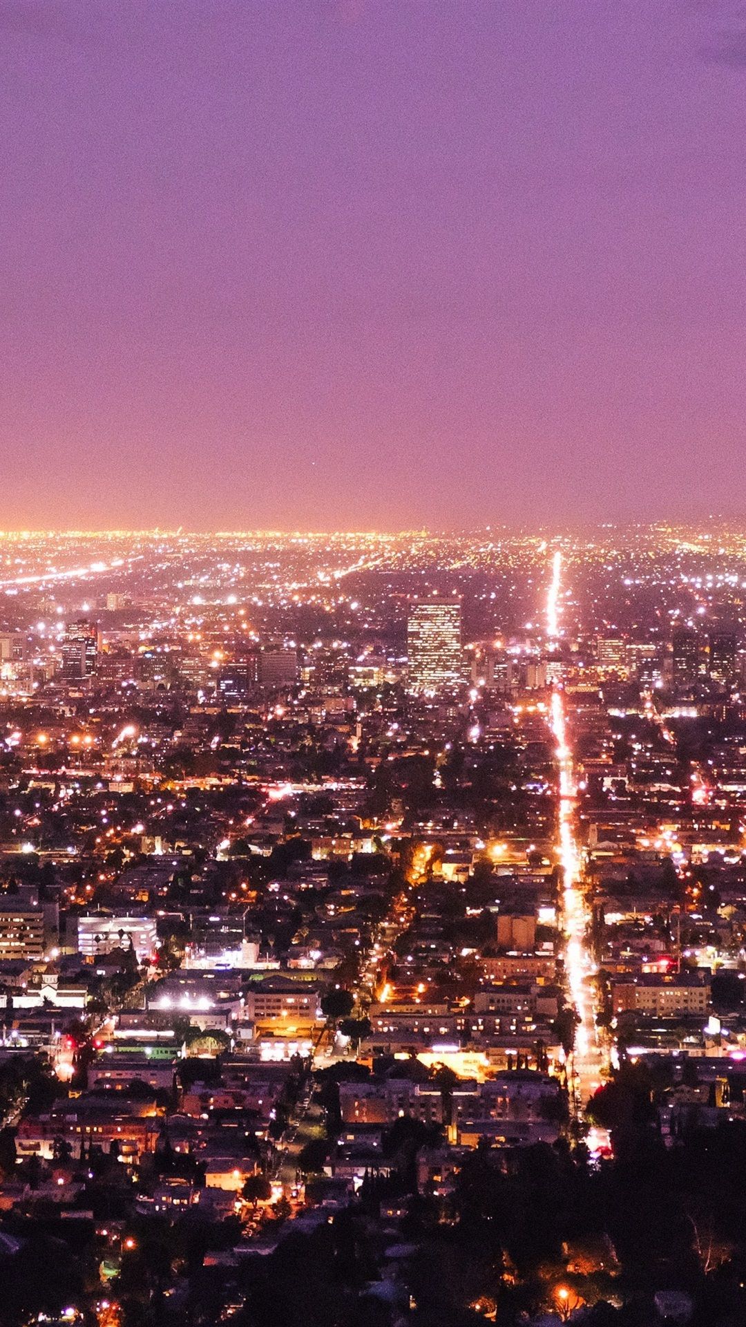 Los Angeles vista notturna città, 1080x1920 Verticale, Mobile