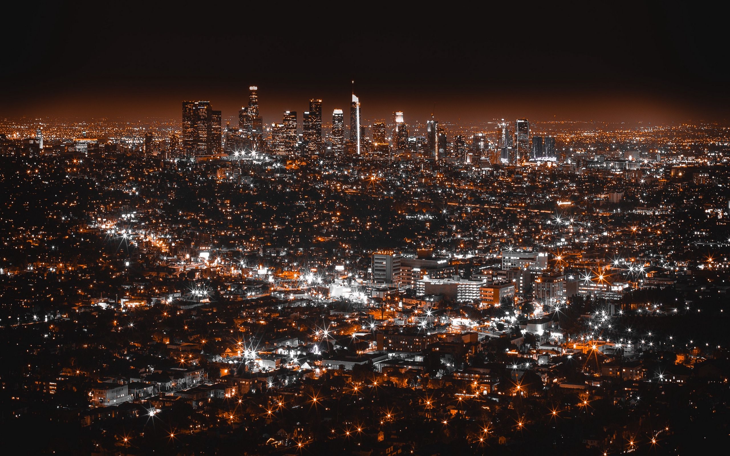 Los Angeles vista notturna dall'alto, 2560x1600 2K+, Desktop