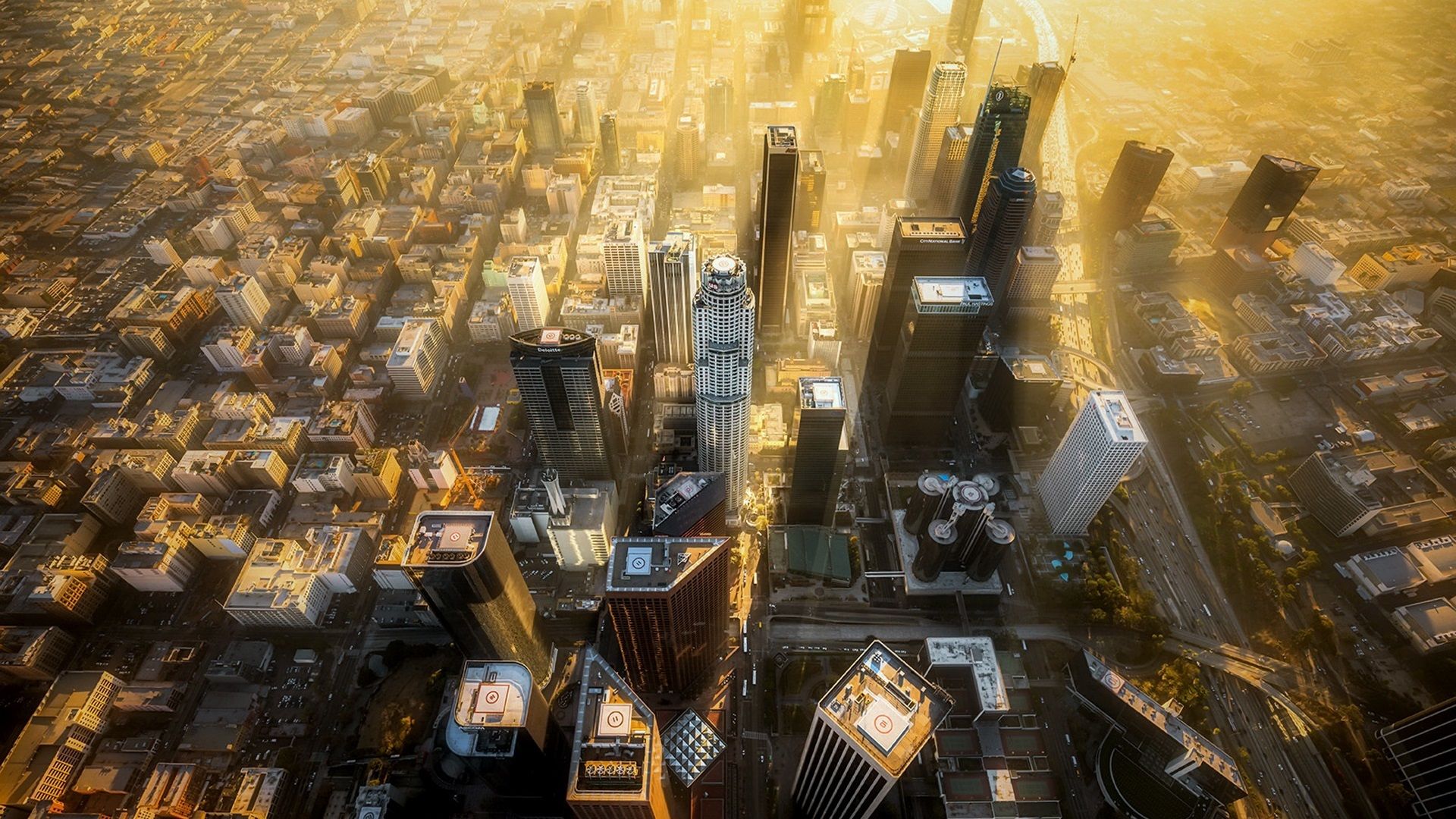 Vista aerea Los Angeles seppia, 1920x1080 Full HD, Desktop