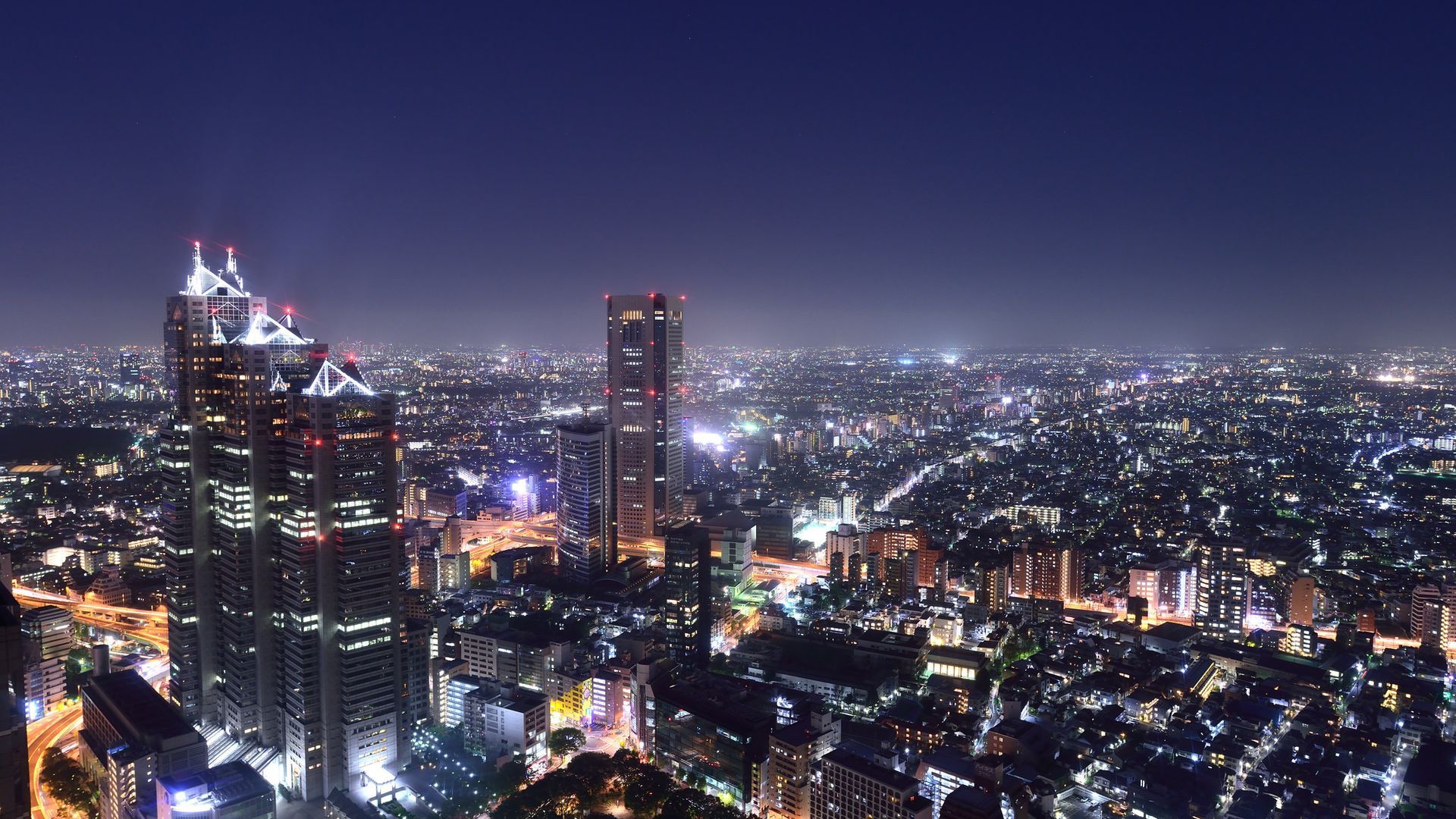 Vista notturna città Tokyo, 1920x1080 1080p, Desktop