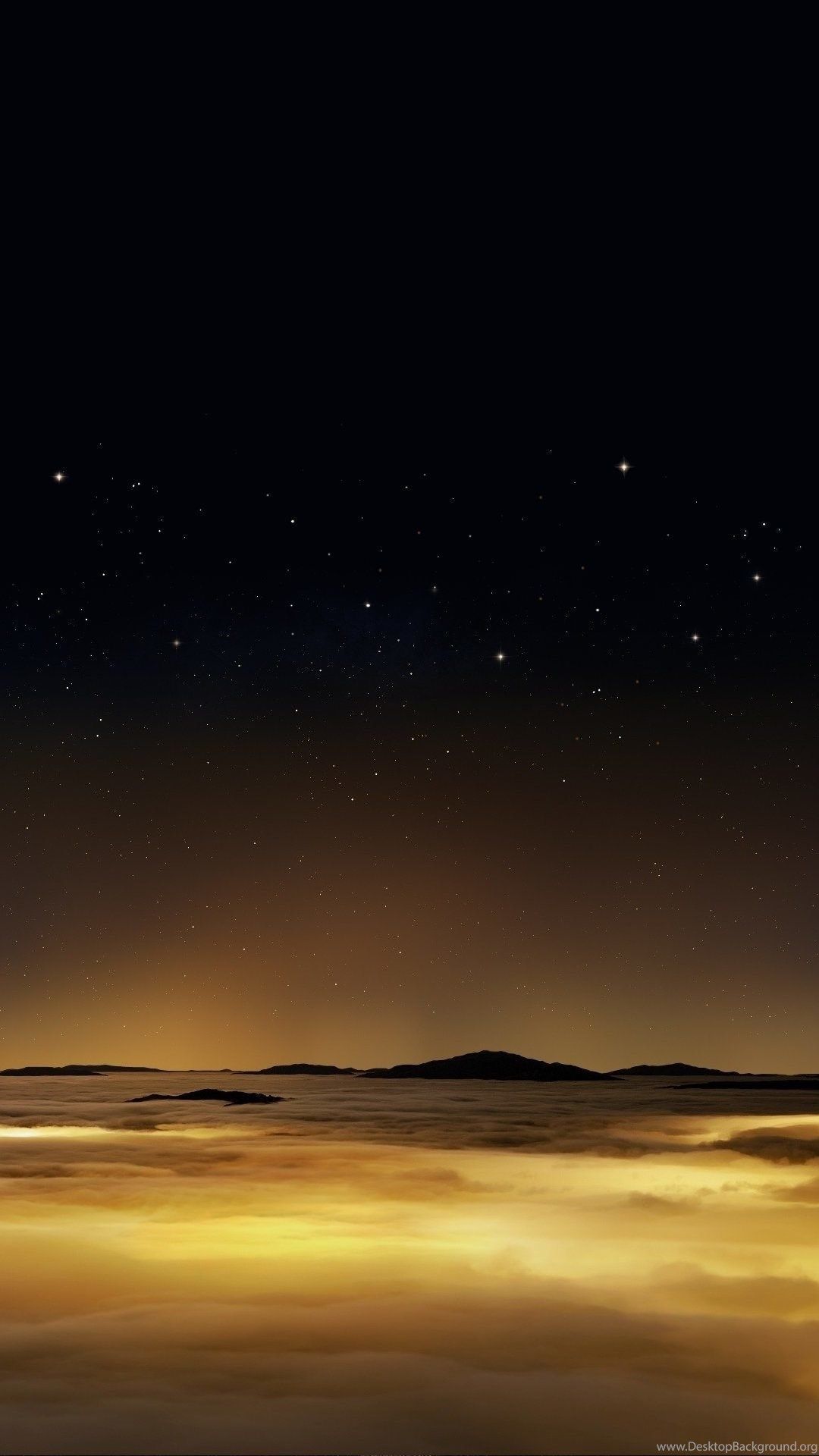 Paesaggio notturno stellato dorato, 1080x1920 Full HD Verticale, Smartphone