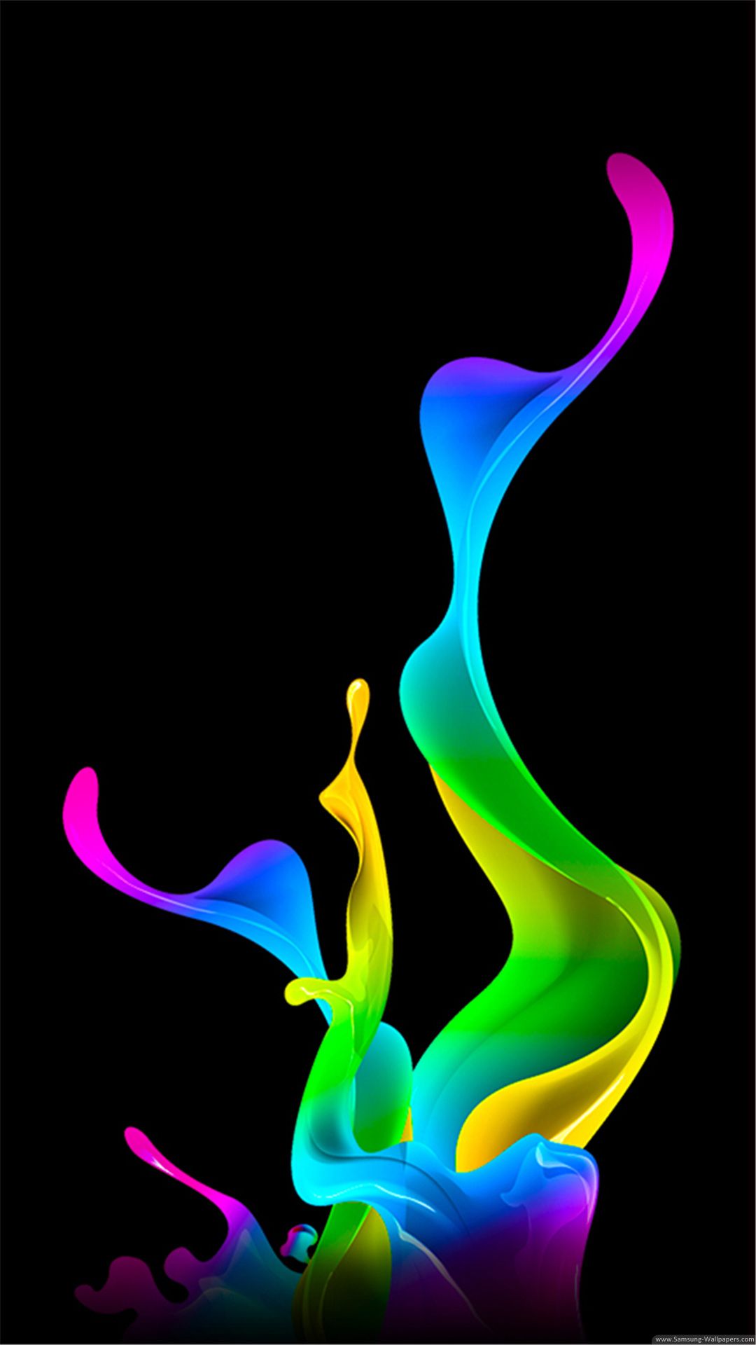 Splash colorato fluido su nero, 1080x1920 Verticale, Mobile