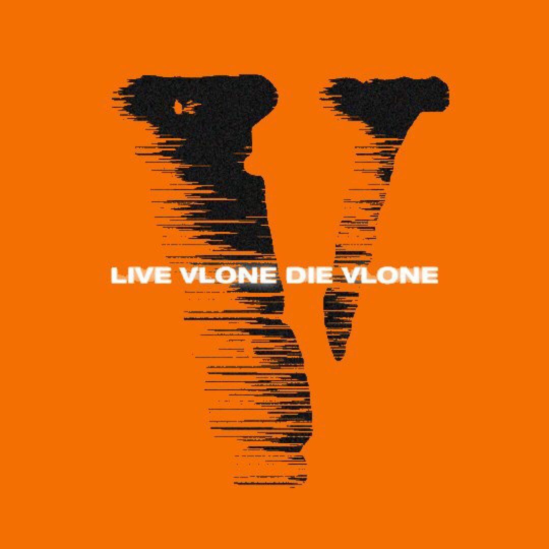 Logo Vlone nero su arancione, 1080x1080 HD, PC Desktop