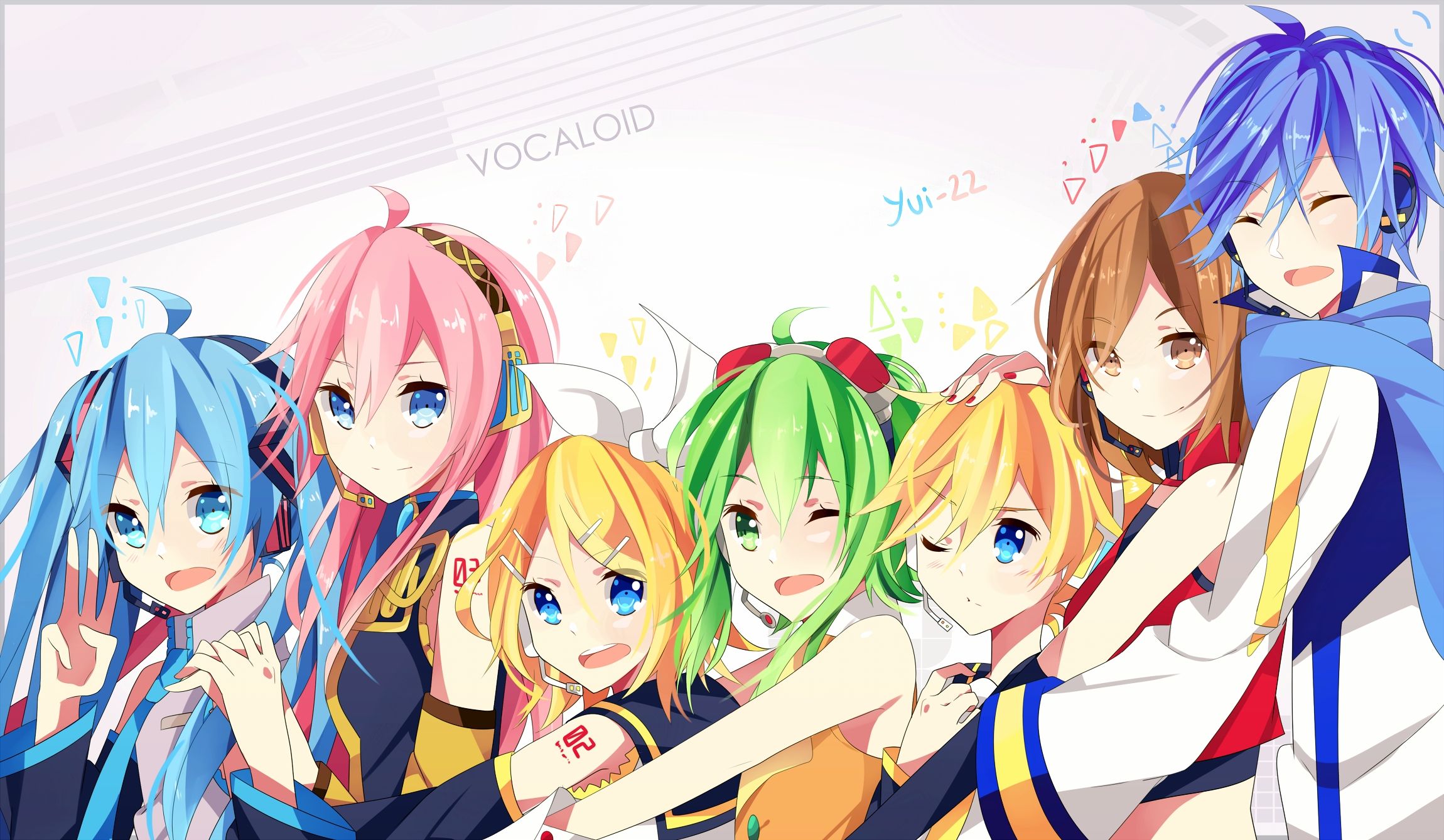 Gruppo personaggi Vocaloid colorati, Hatsune Miku, 2300x1338 Hi-Res, Laptop