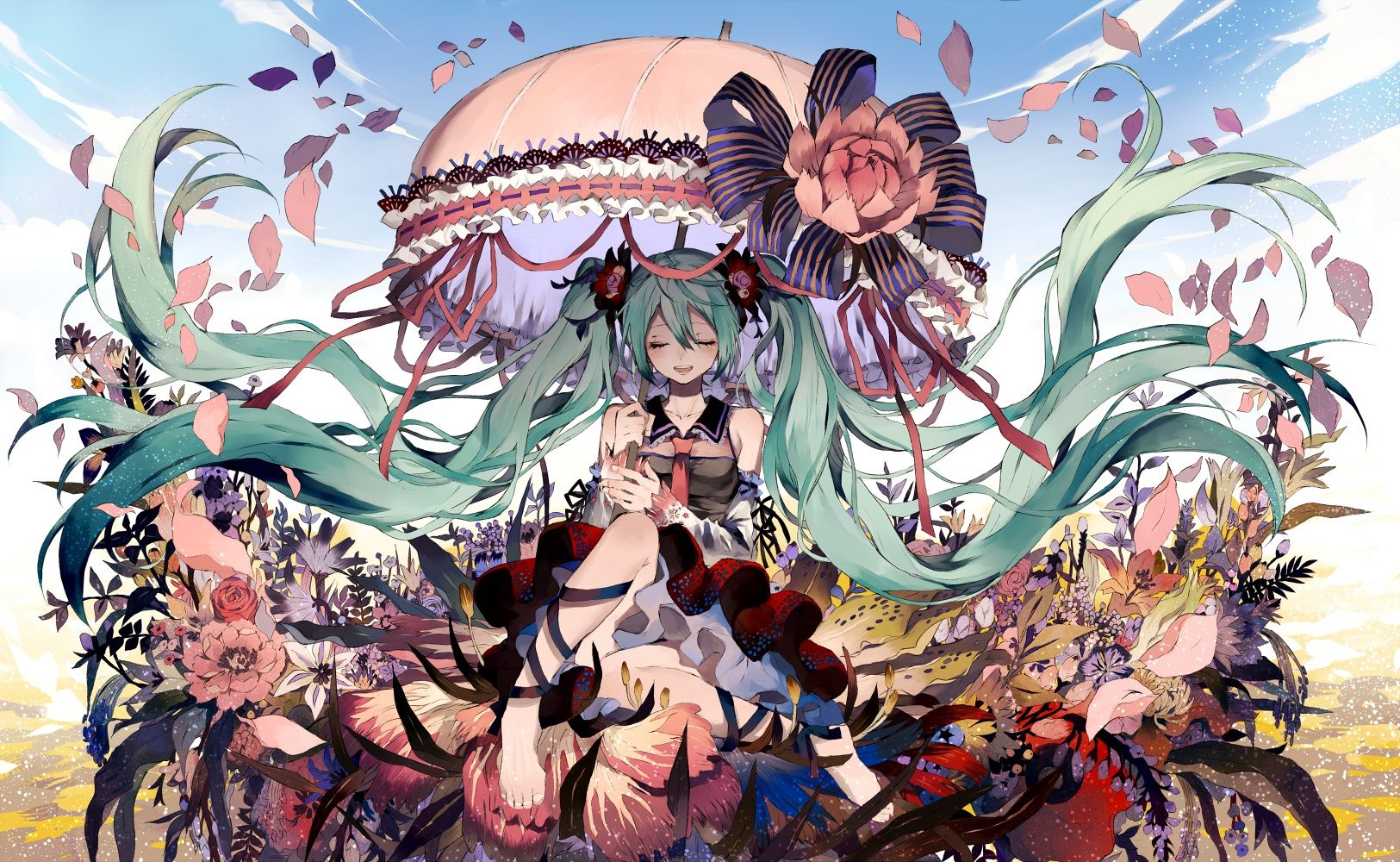 Hatsune Miku Vocaloid fiori, 1625x1000 HD Ready, Acer Nitro