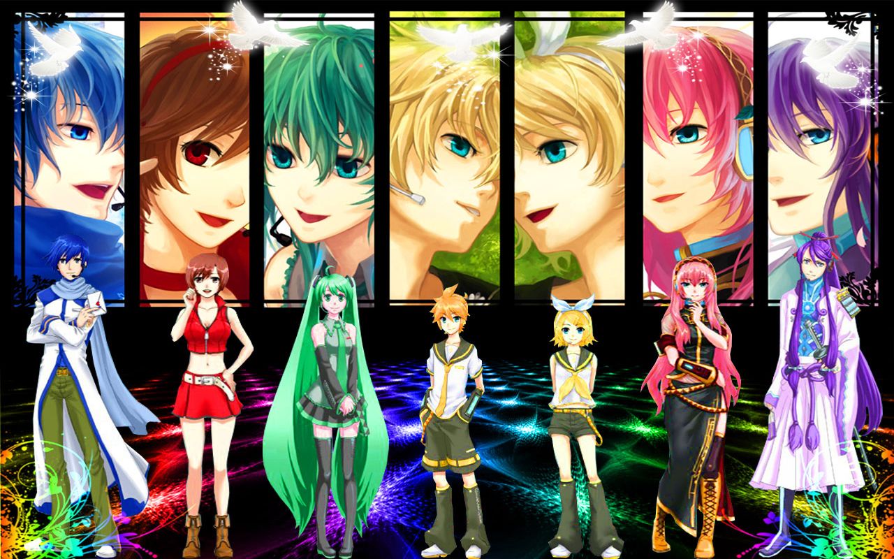Personaggi Vocaloid multicolore, 1280x800 HD, HP Laptop