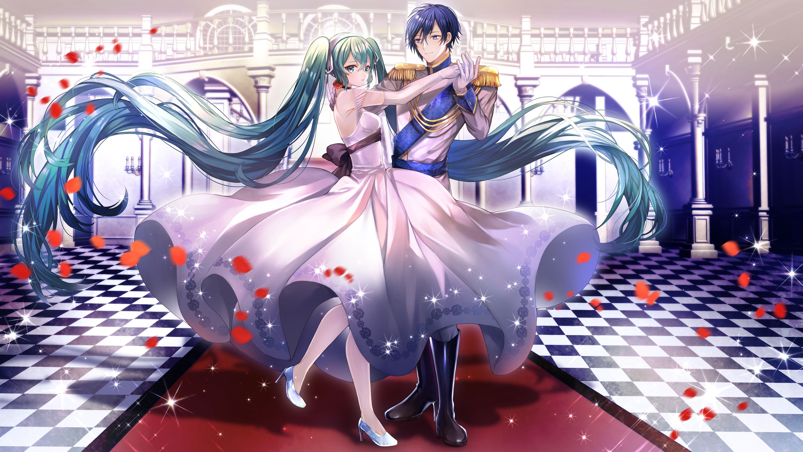 Hatsune Miku e Kaito ballano, Vocaloid, 2688x1512 2K, Desktop