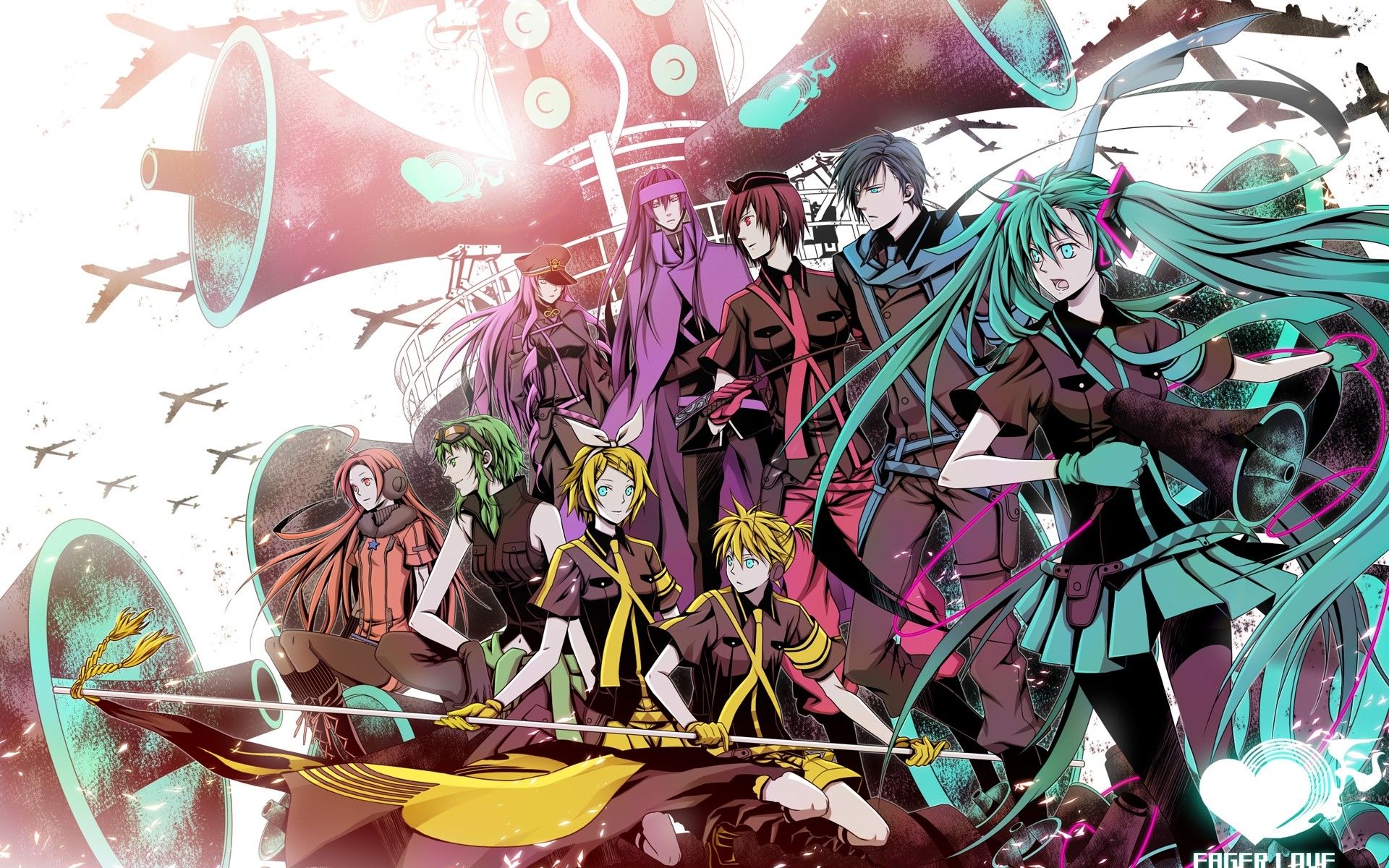 Personaggi Vocaloid gruppo colorato, 1920x1200 WUXGA, Laptop