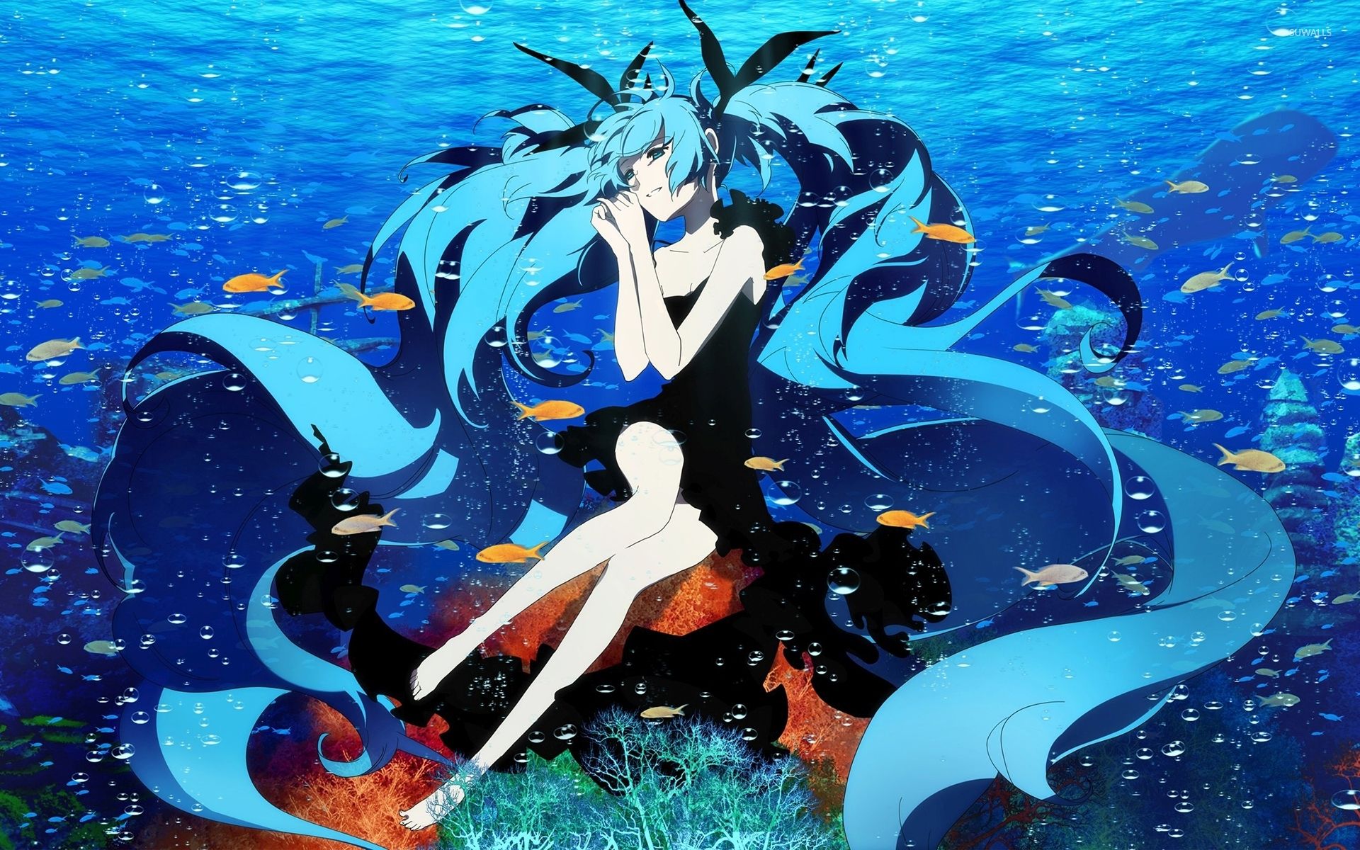 Hatsune Miku sott'acqua, cantante virtuale, 1920x1200 WUXGA, Laptop