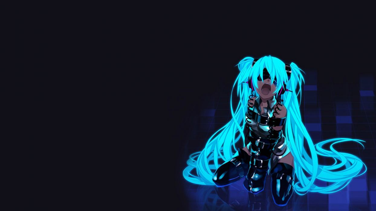 Hatsune Miku Vocaloid sfondo scuro, 1244x700 HD, iMac