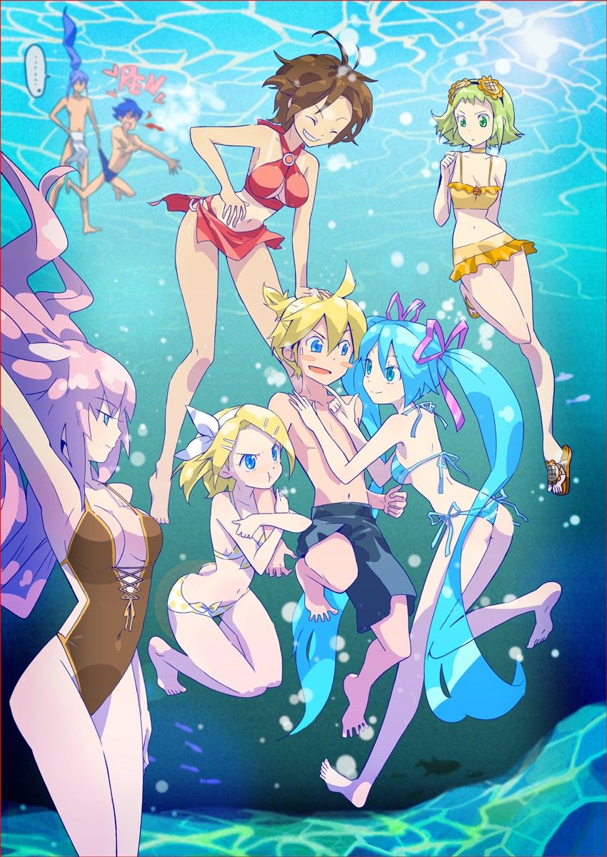 Personaggi Vocaloid in costume da bagno, 850x1200 Full HD Verticale, iPhone