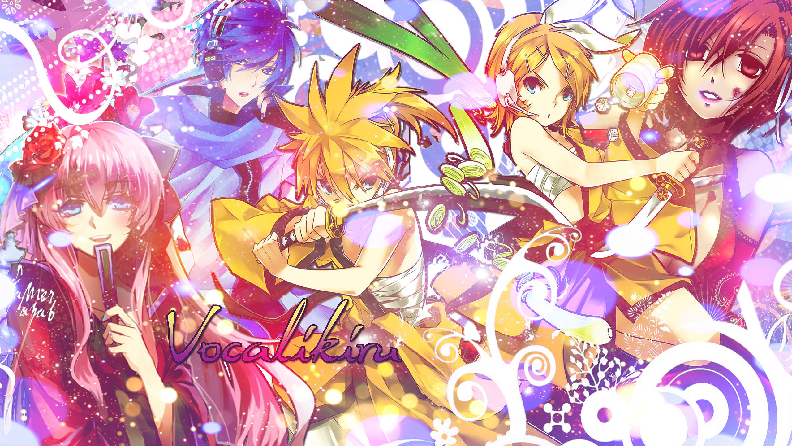 Personaggi Vocaloid gruppo colorato, 2560x1440 1440p, Desktop