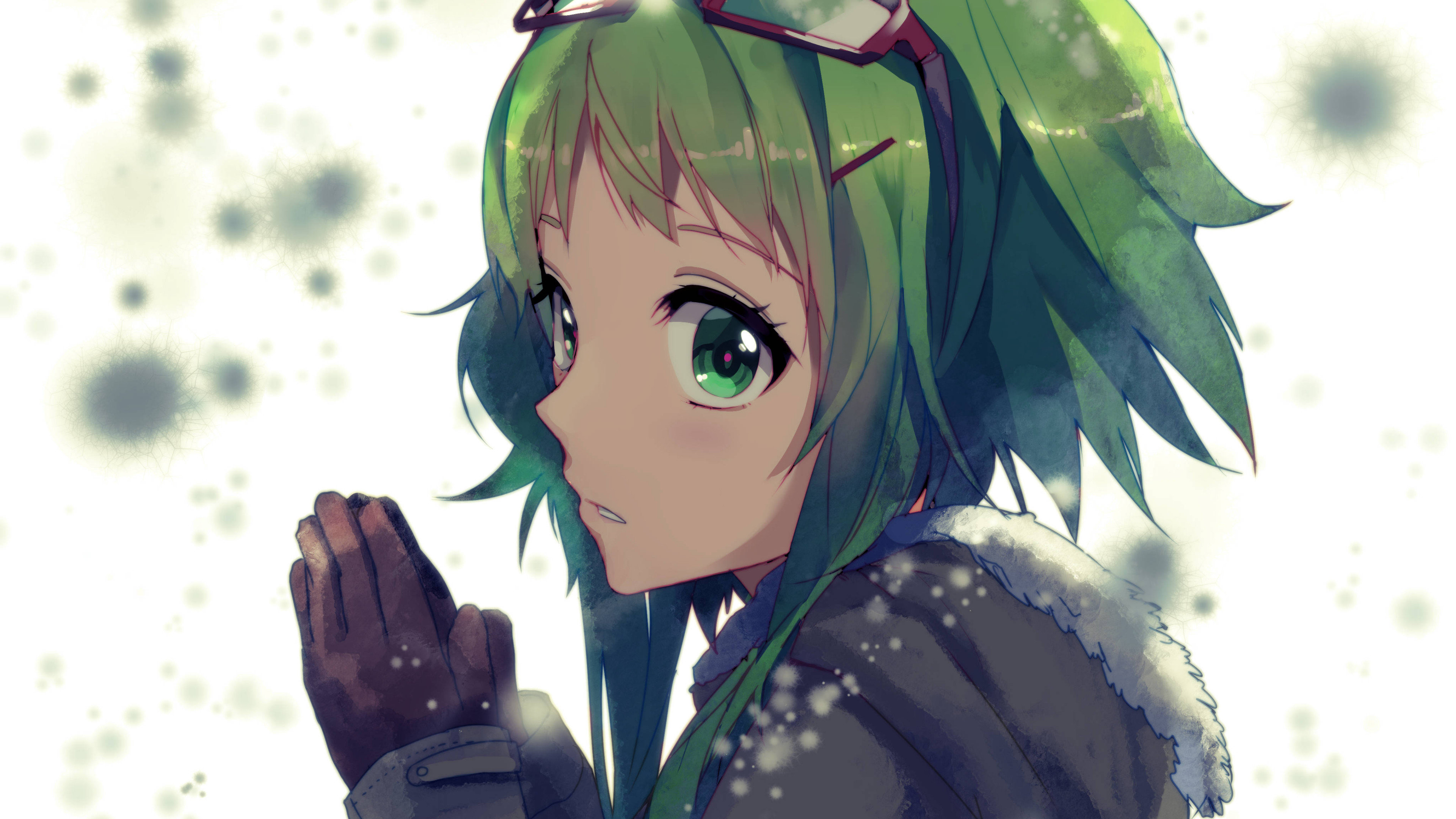 Gumi Vocaloid capelli verdi, 3840x2160 UHD, PC 4K