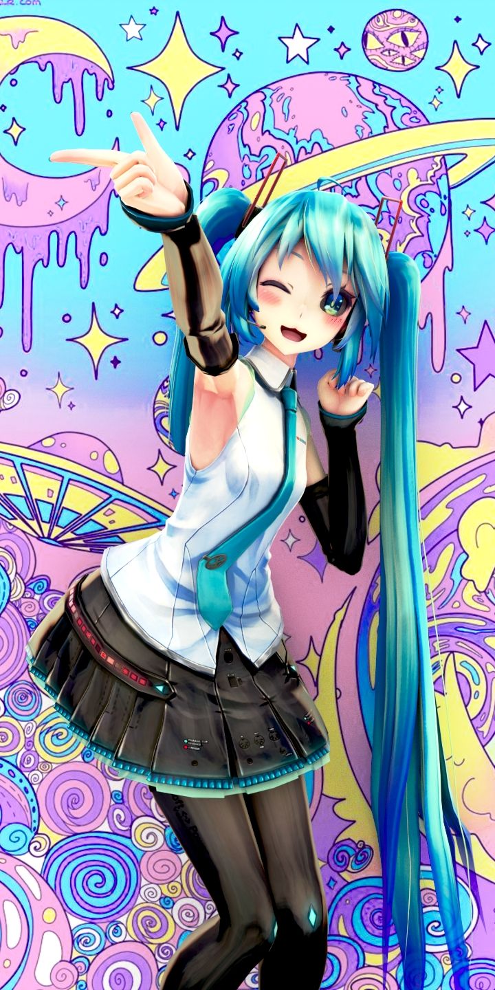 Hatsune Miku, Vocaloid pop art, 720x1440 Verticale, Telefono