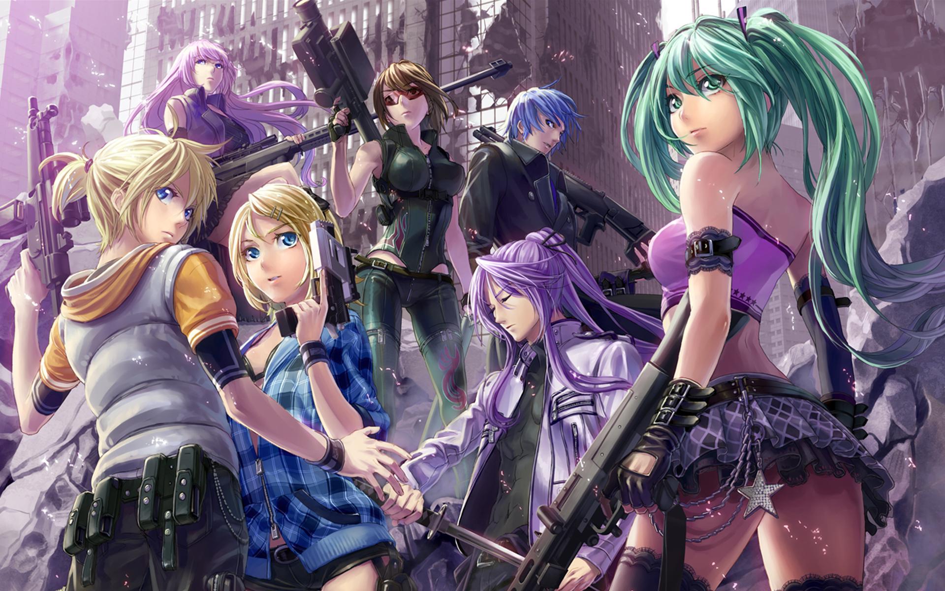 Personaggi Vocaloid con armi, 1920x1200 WUXGA, PC Desktop
