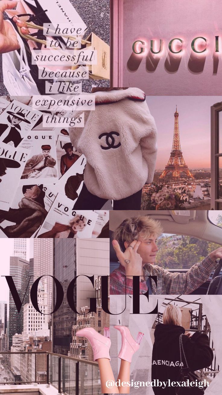 Collage moda Vogue Gucci Chanel, 736x1308 Full HD Verticale, Google Pixel