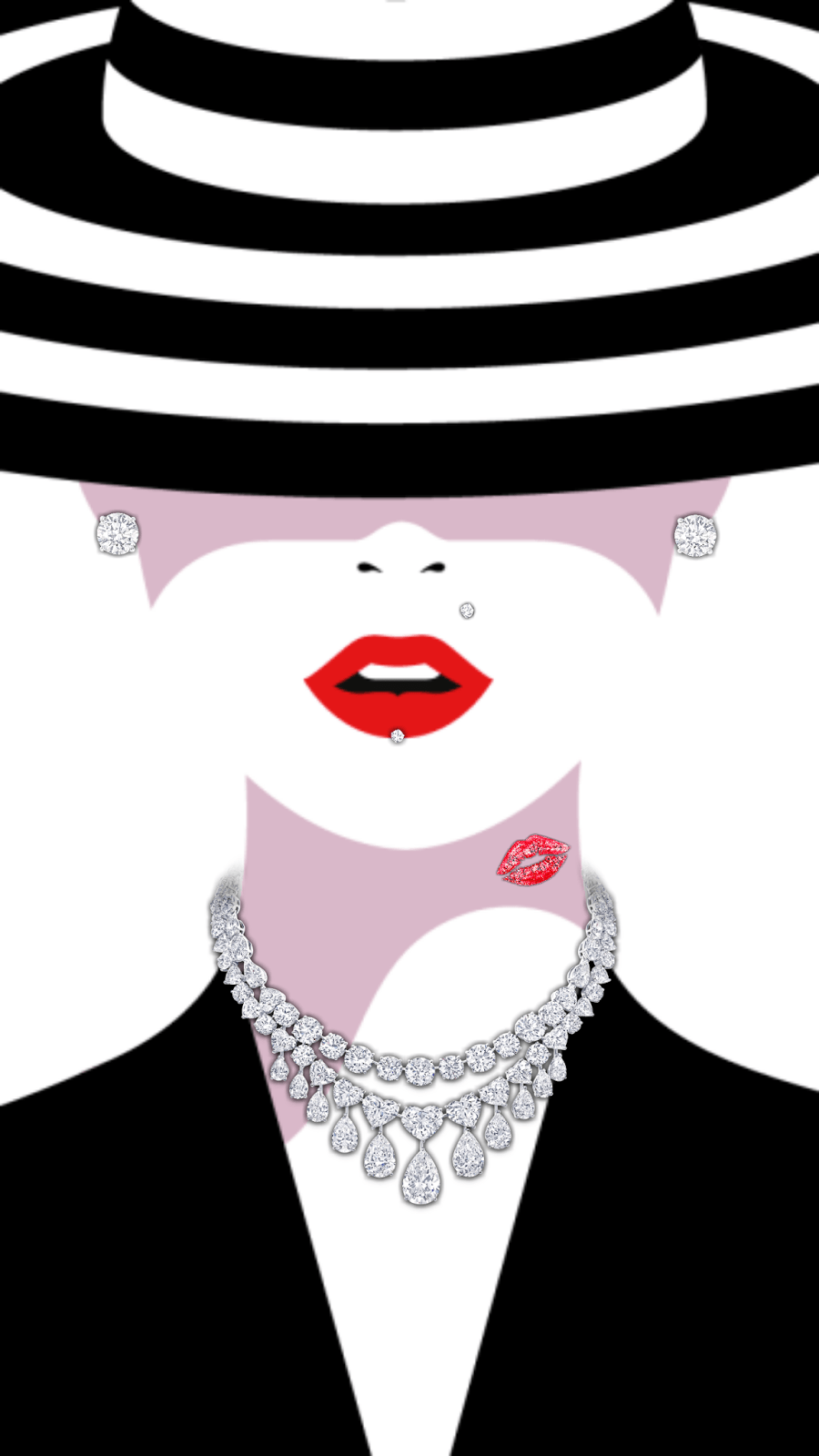 Donna elegante cappello a righe, 900x1600 Verticale, OnePlus