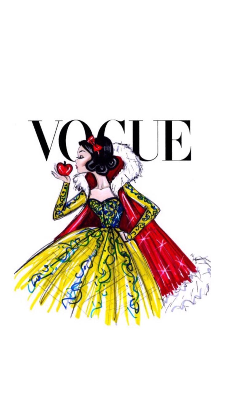 Biancaneve stile Vogue illustrata, 736x1309 Verticale, Telefono