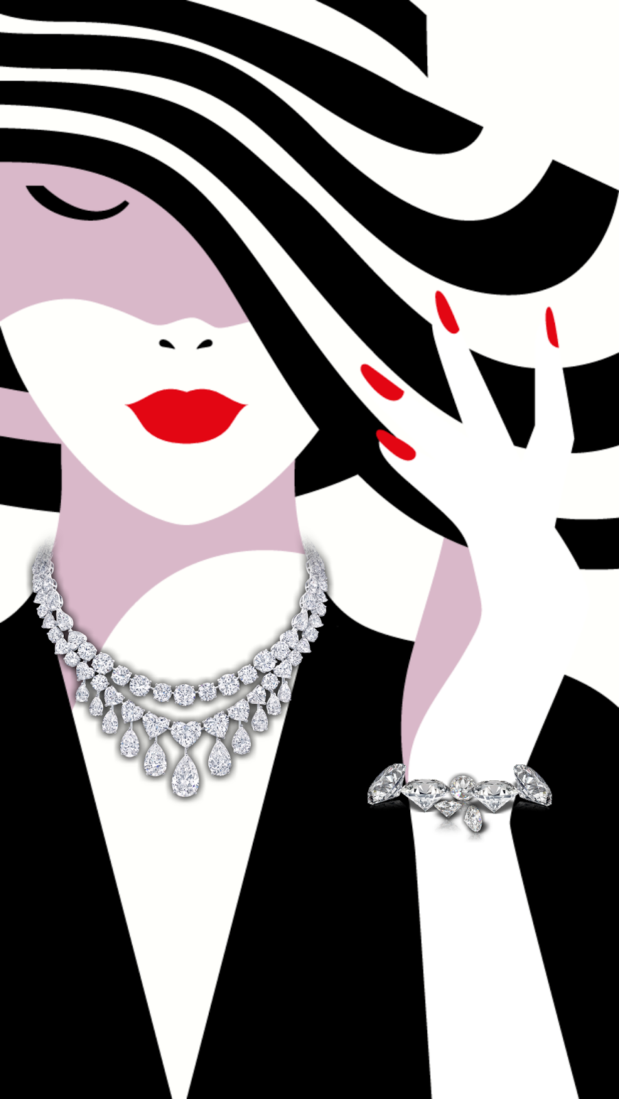 Donna elegante illustrazione moda, 901x1600 Verticale, Mobile