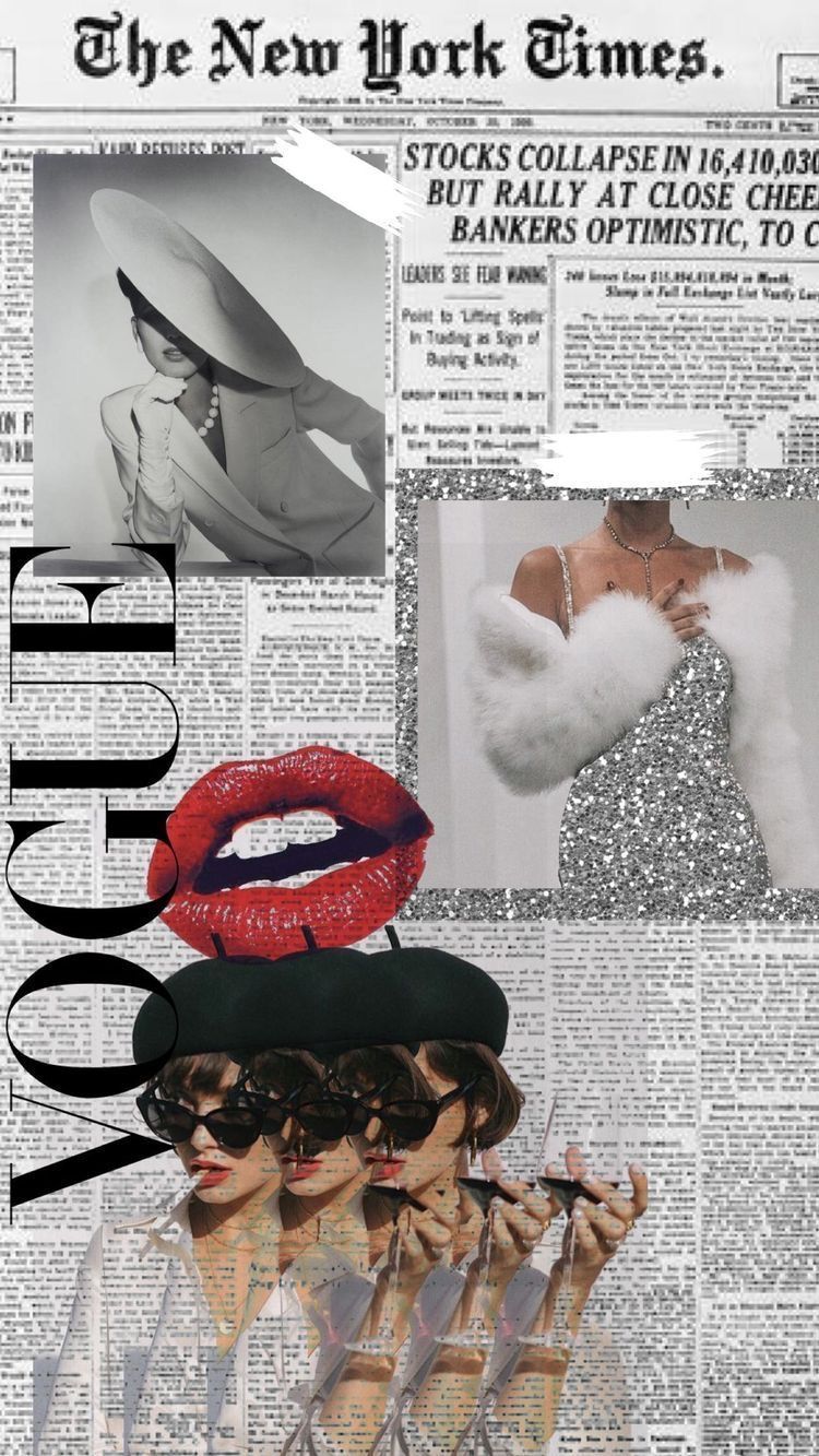 Collage moda Vogue vintage, 750x1333 Verticale, Mobile