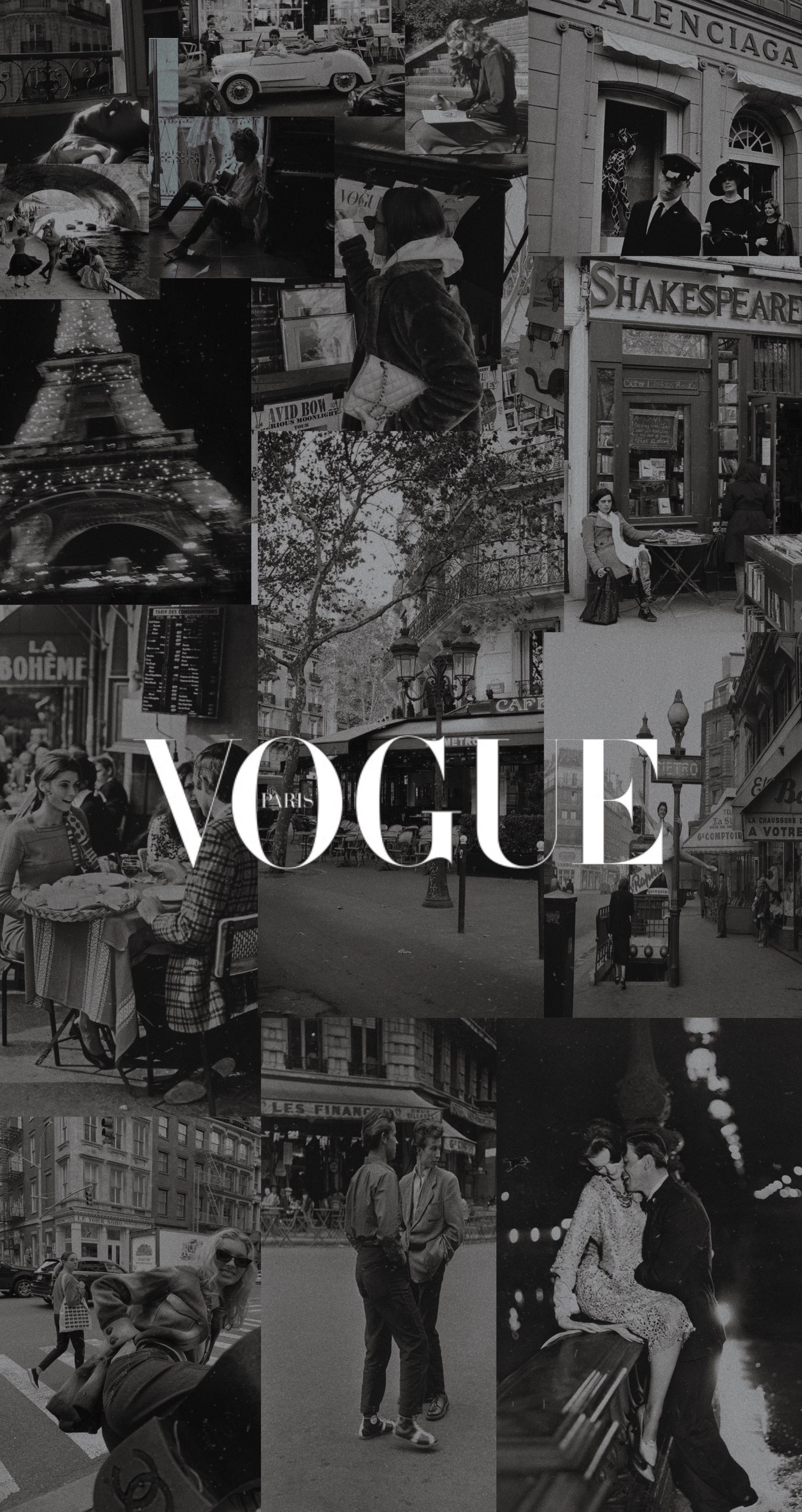 Collage Parigi bianco e nero Vogue, 1838x3464 Full HD Verticale, iPhone