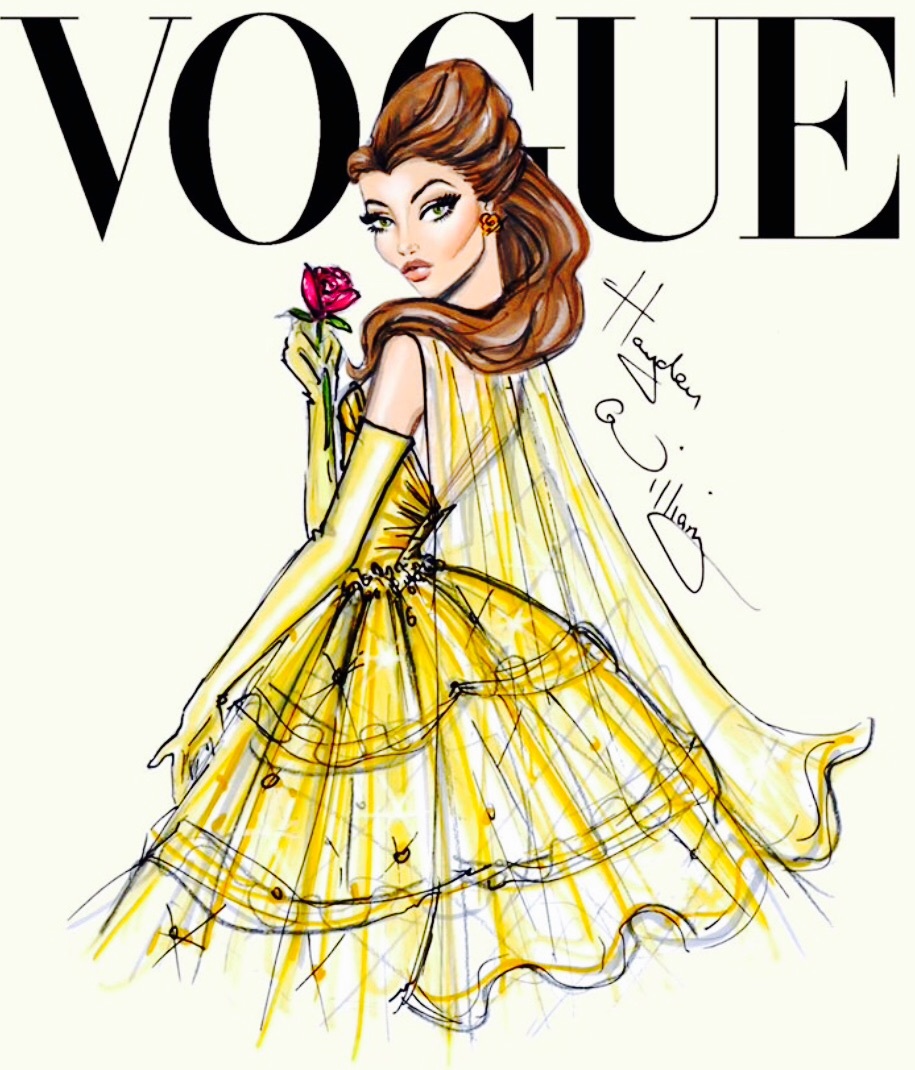 Belle Disney illustrazione Vogue, classici d'animazione, 915x1070 Verticale, Mobile