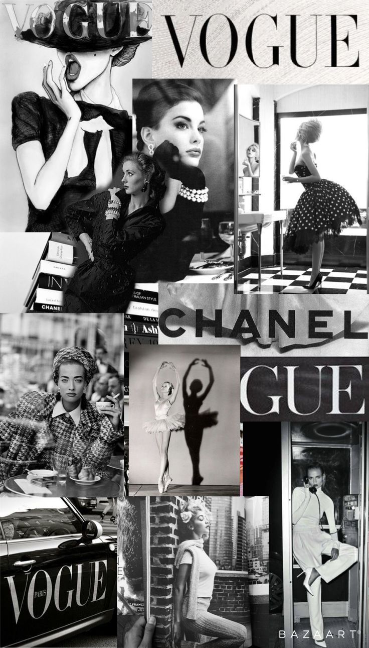 Collage moda Vogue Chanel, moda di lusso, 736x1290 Verticale, Mobile