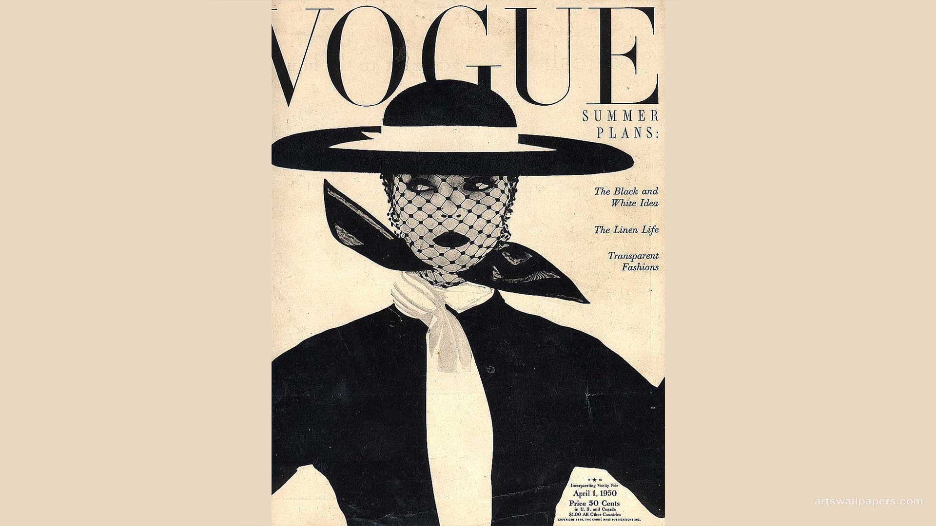 Copertina Vogue vintage donna cappello, 1920x1080 1080p, Laptop